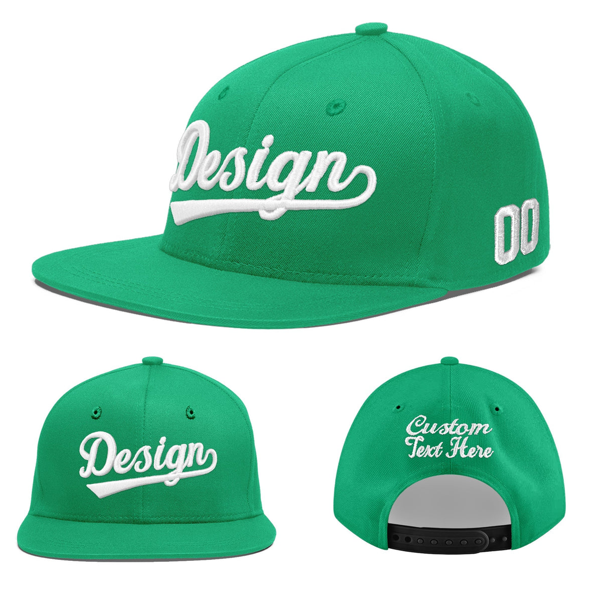 Custom Aqua 3D Puff Embroidery Flat Embroidery Casual Sport Baseball Cap