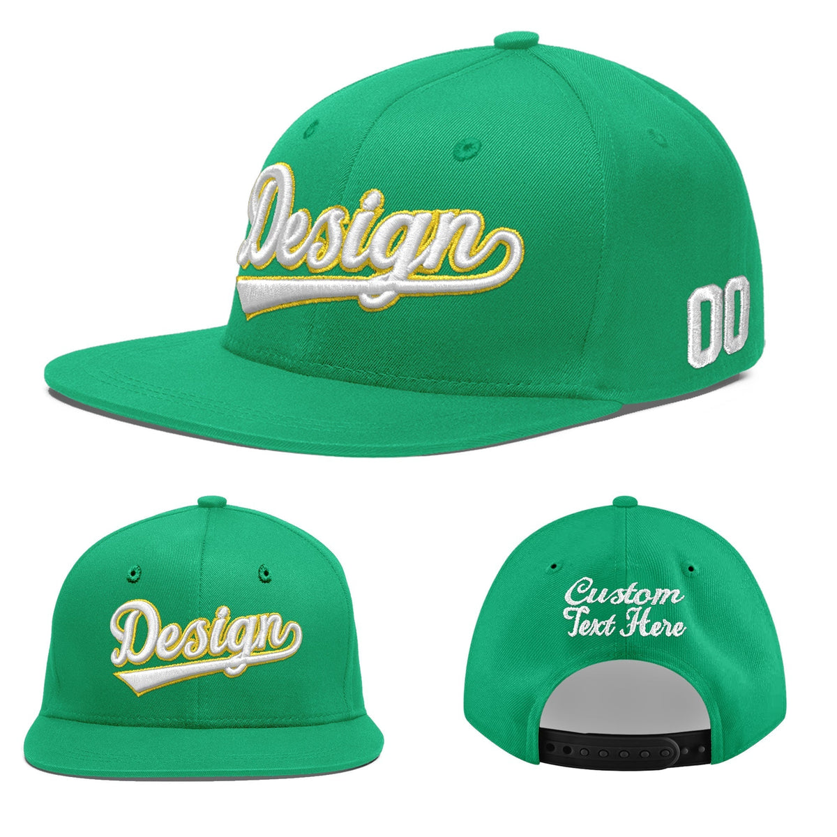 Custom Aqua 3D Puff Embroidery Flat Embroidery Casual Sport Baseball Cap
