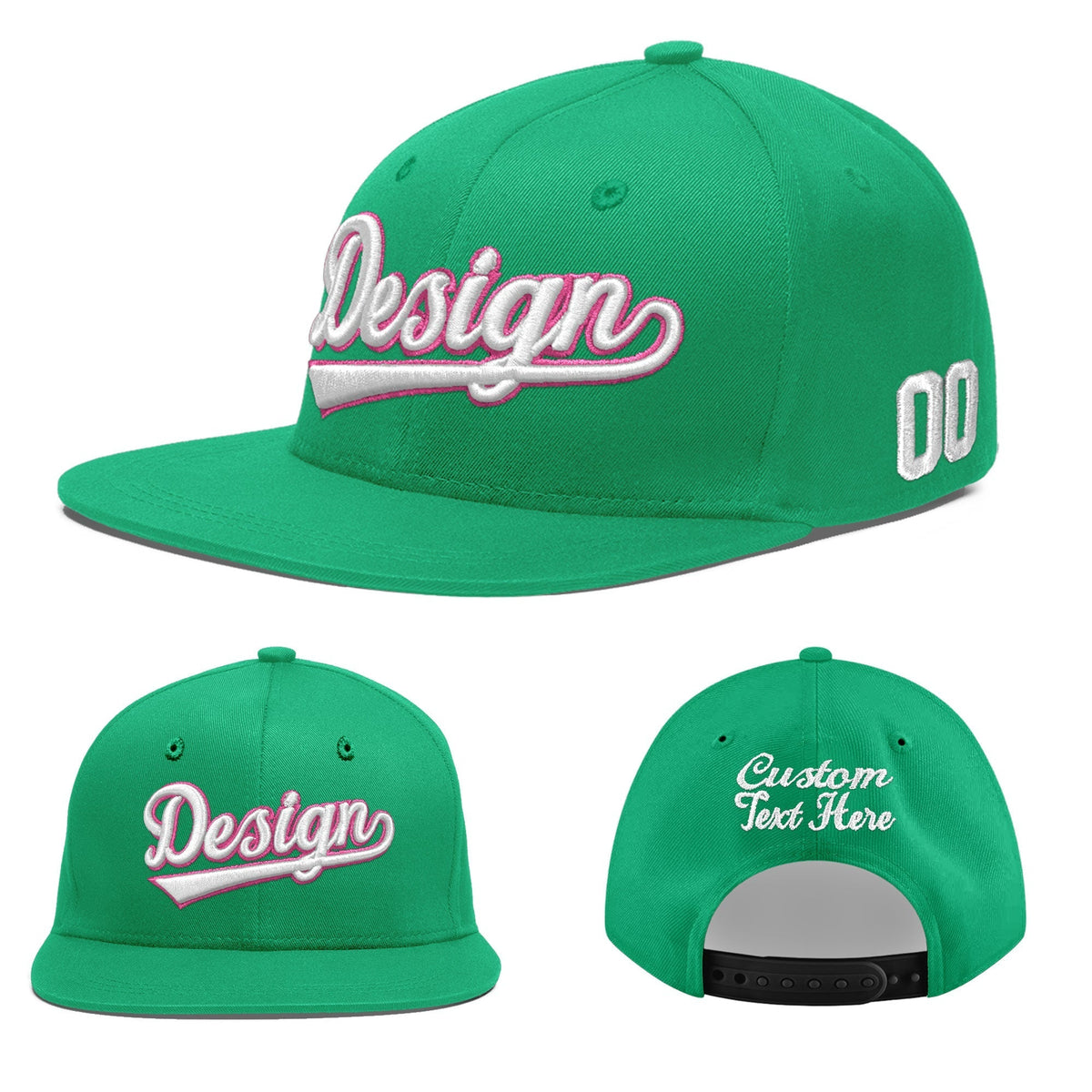 Custom Aqua 3D Puff Embroidery Flat Embroidery Casual Sport Baseball Cap
