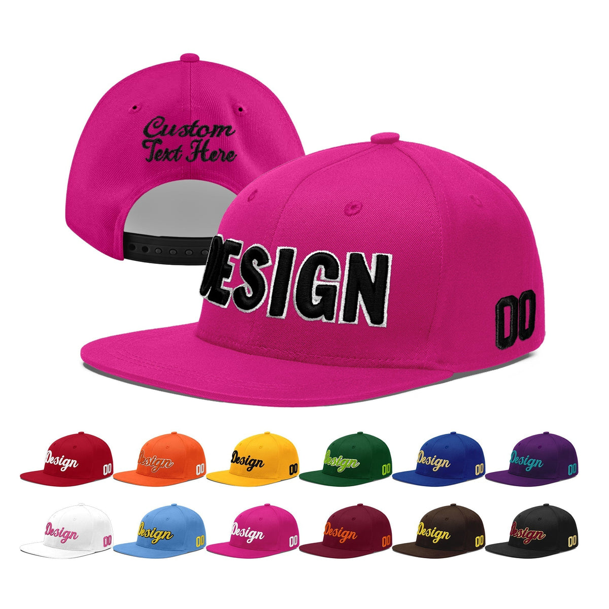 Custom Rose Red 3D Puff Embroidery Flat Embroidery Casual Sport Baseball Cap