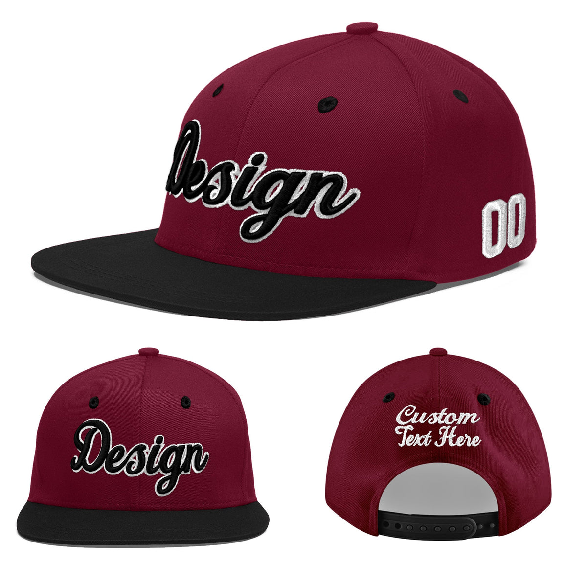 Custom Navy Orange 3D Puff Embroidery Flat Embroidery Casual Sport Baseball Cap