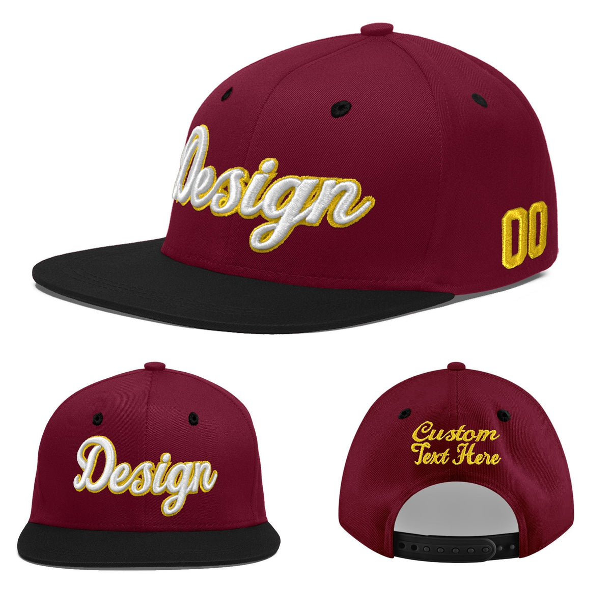 Custom Navy Orange 3D Puff Embroidery Flat Embroidery Casual Sport Baseball Cap