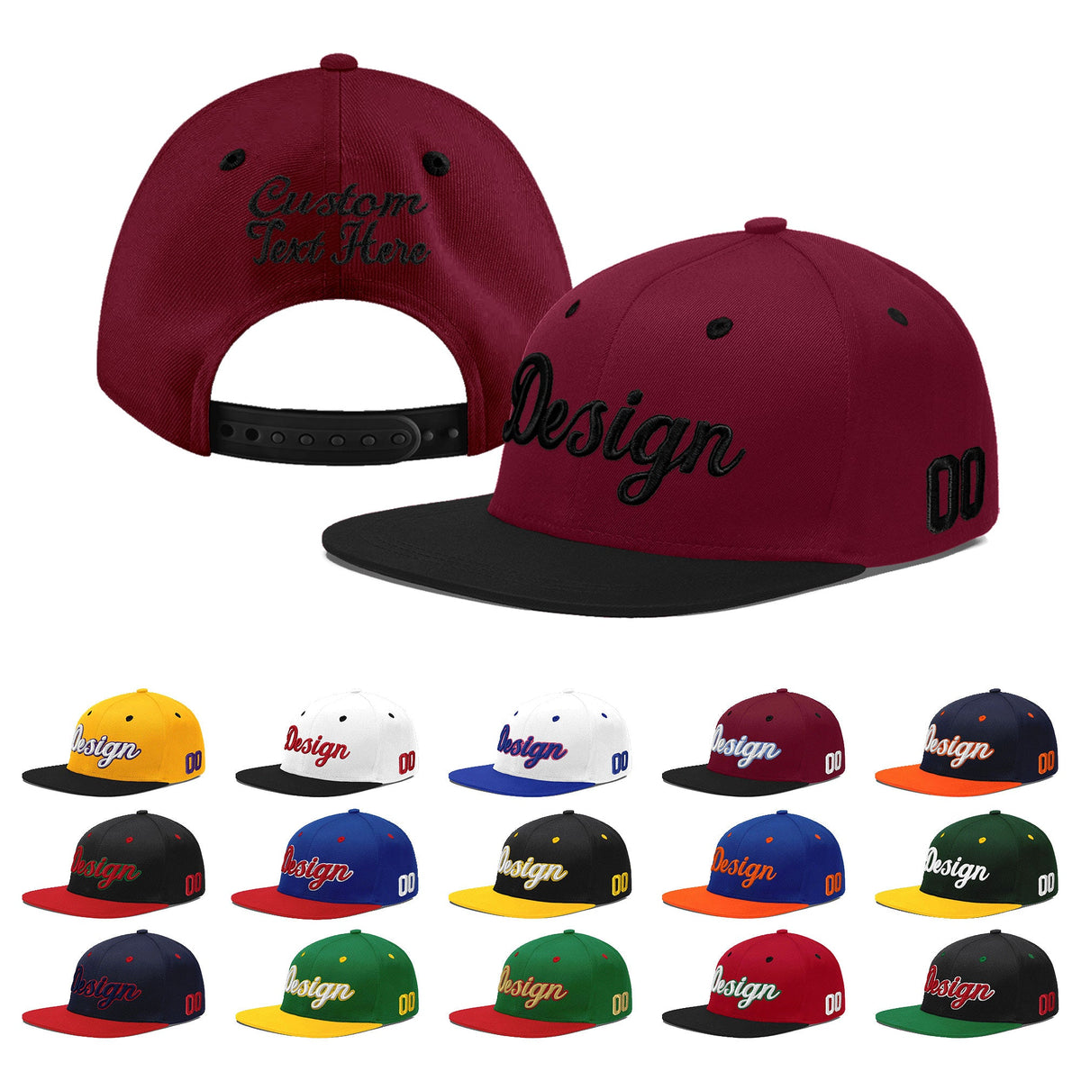 Custom Navy Orange 3D Puff Embroidery Flat Embroidery Casual Sport Baseball Cap