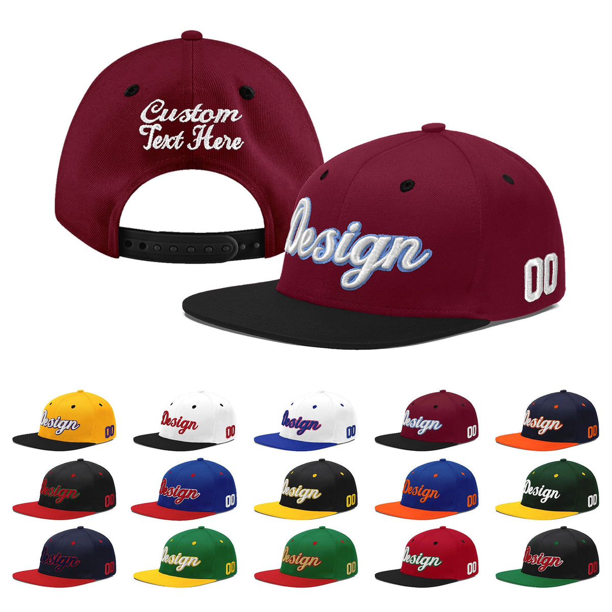 Custom Navy Orange 3D Puff Embroidery Flat Embroidery Casual Sport Baseball Cap
