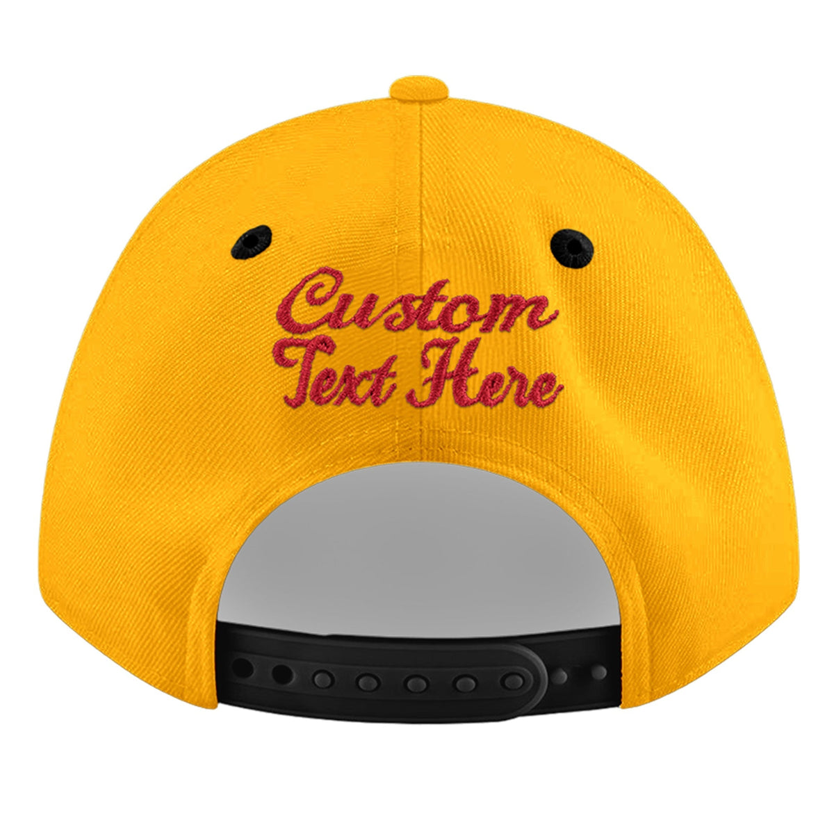 Custom Gold Black 3D Puff Embroidery Flat Embroidery Casual Sport Baseball Cap