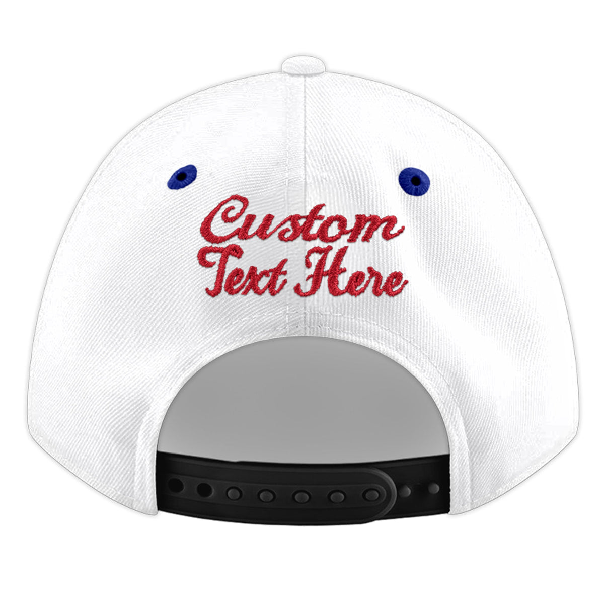 Custom White Royal Blue 95D Puff Embroidery Flat Embroidery Casual Sport Baseball Cap