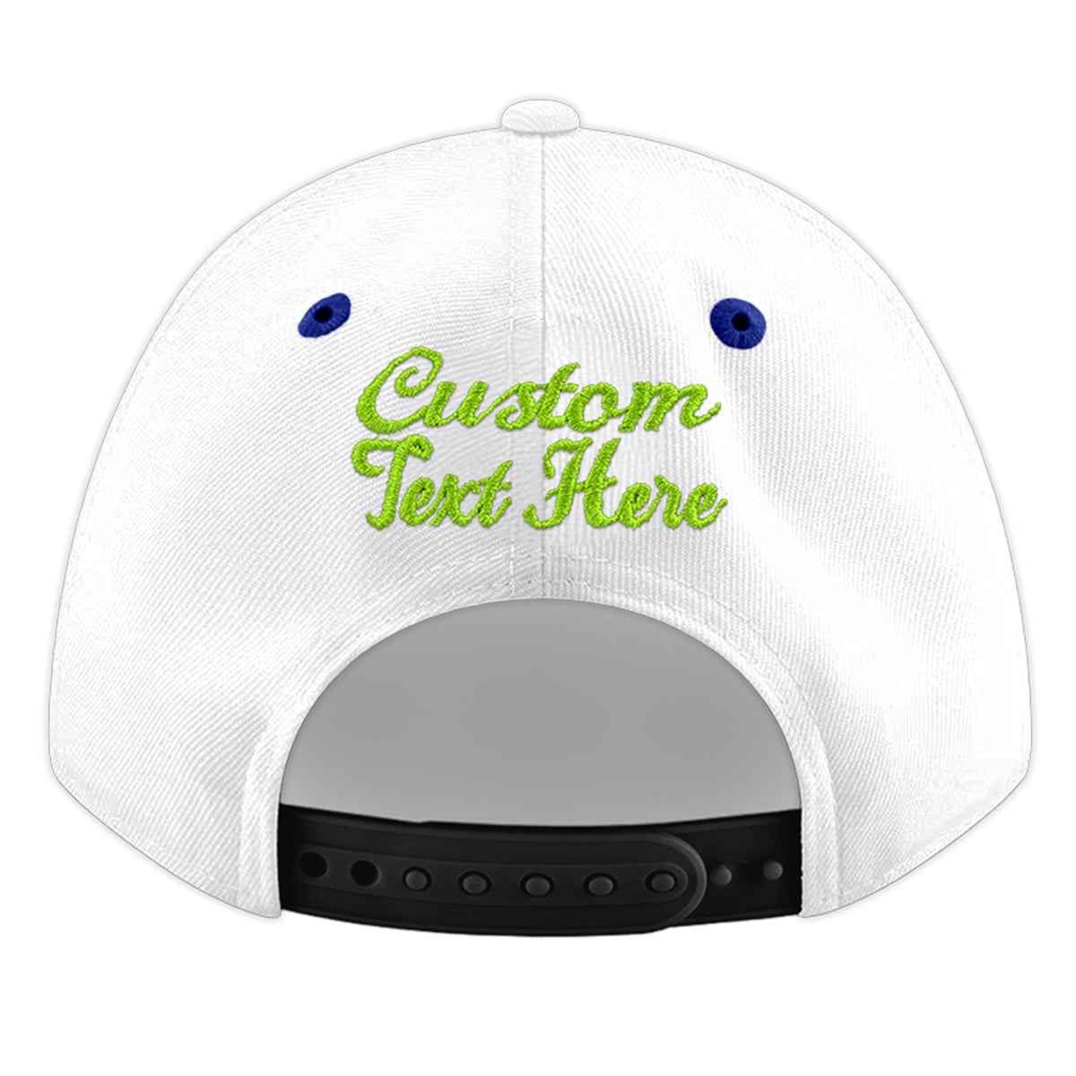 Custom White Royal Blue 47D Puff Embroidery Flat Embroidery Casual Sport Baseball Cap