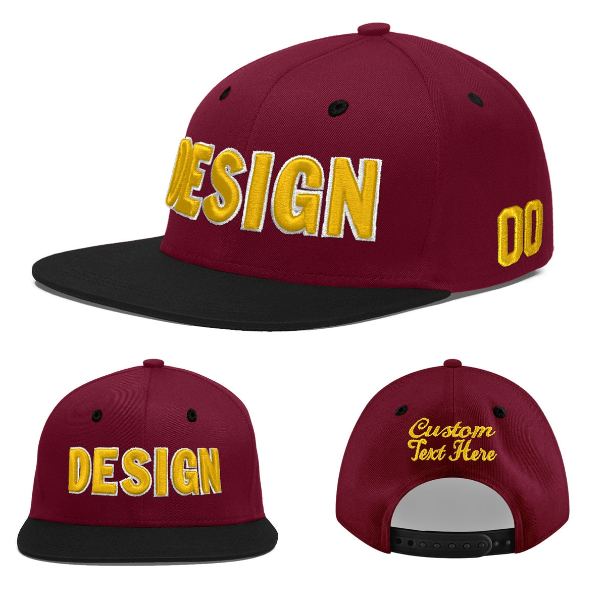 Custom Navy Orange 3D Puff Embroidery Flat Embroidery Casual Sport Baseball Cap