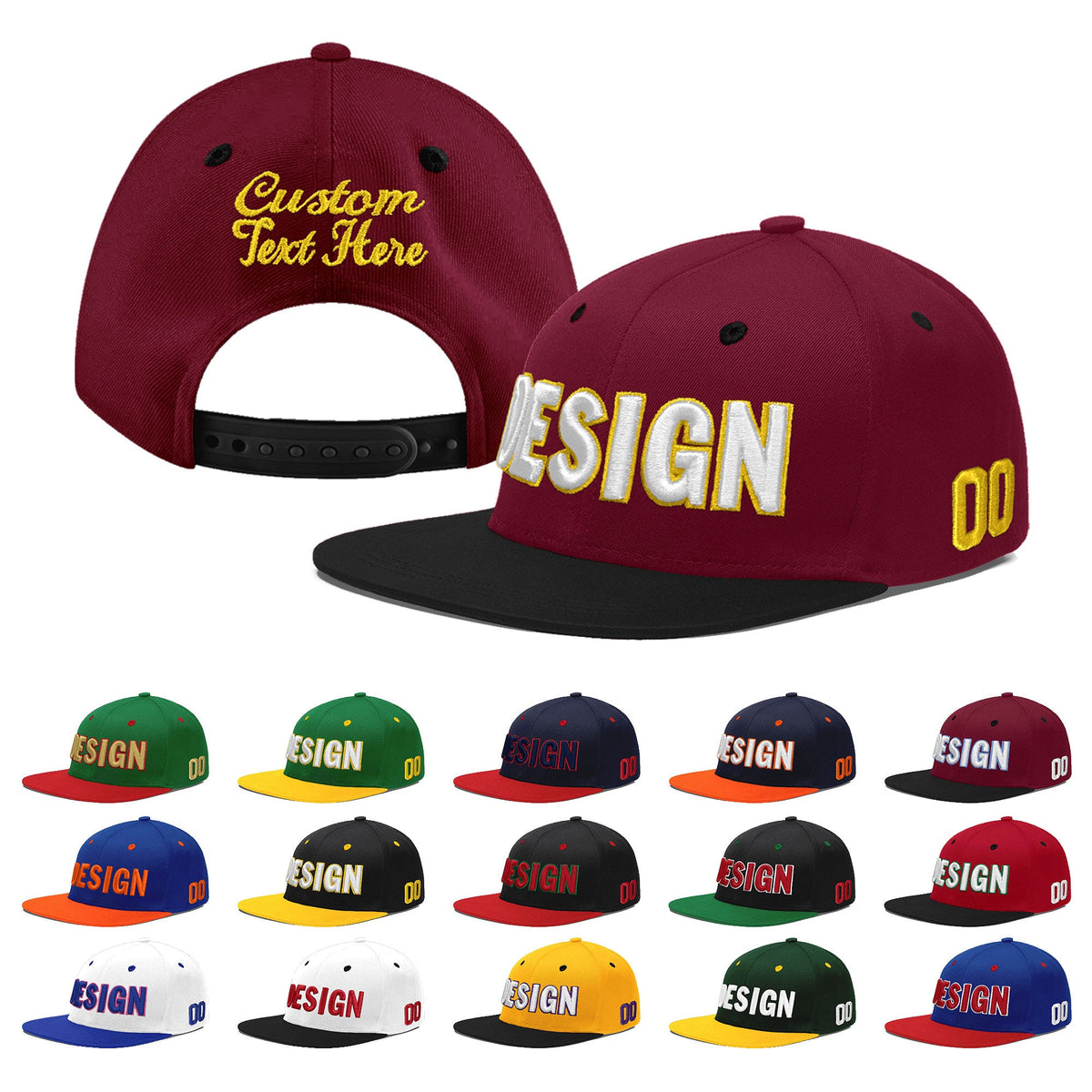 Custom Navy Orange 3D Puff Embroidery Flat Embroidery Casual Sport Baseball Cap