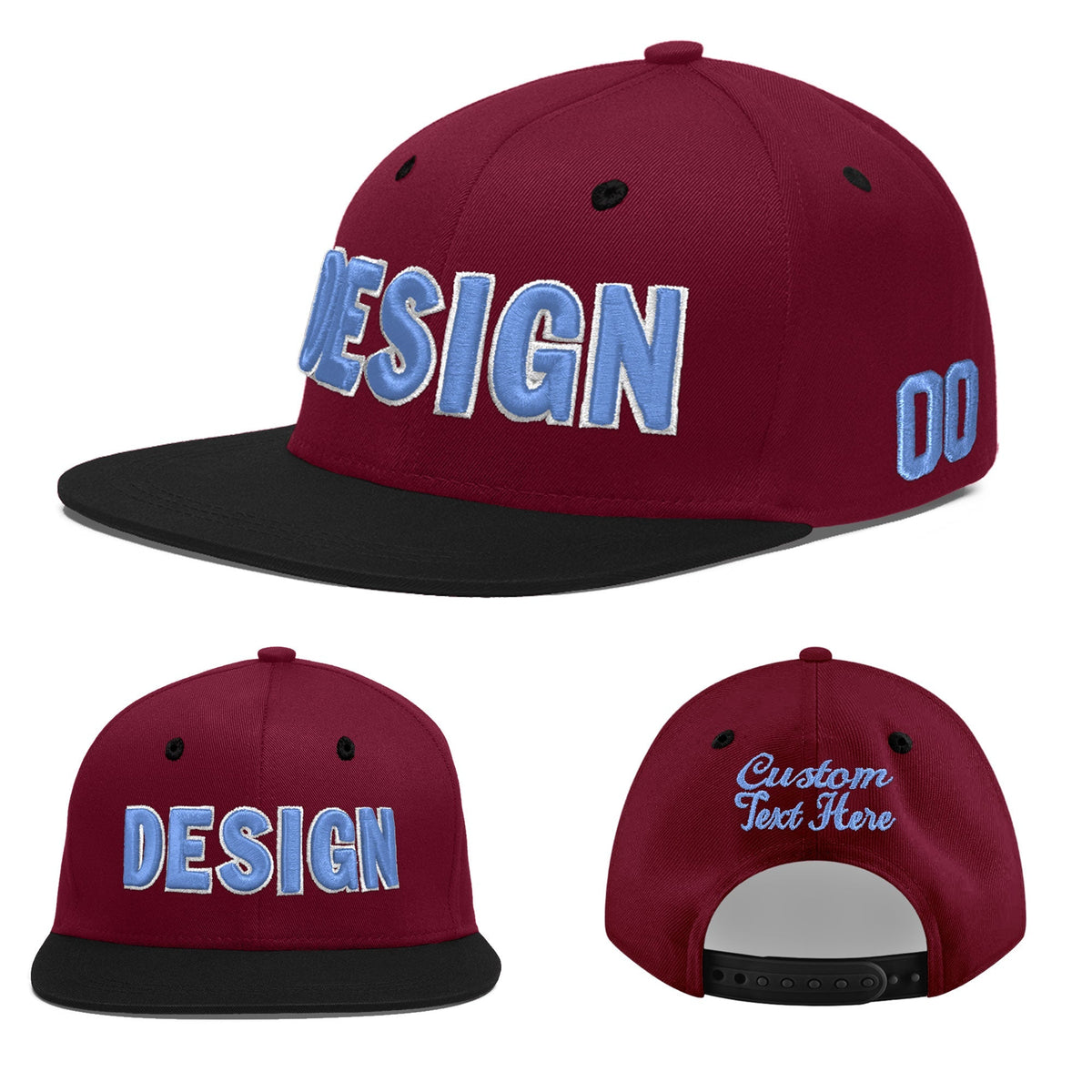 Custom Navy Orange 3D Puff Embroidery Flat Embroidery Casual Sport Baseball Cap