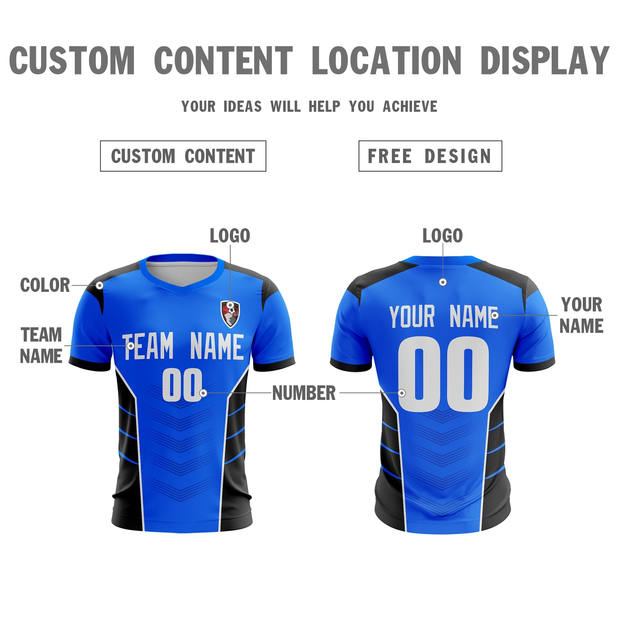 Custom Blue White-Black Sport Football Shirt Jersey