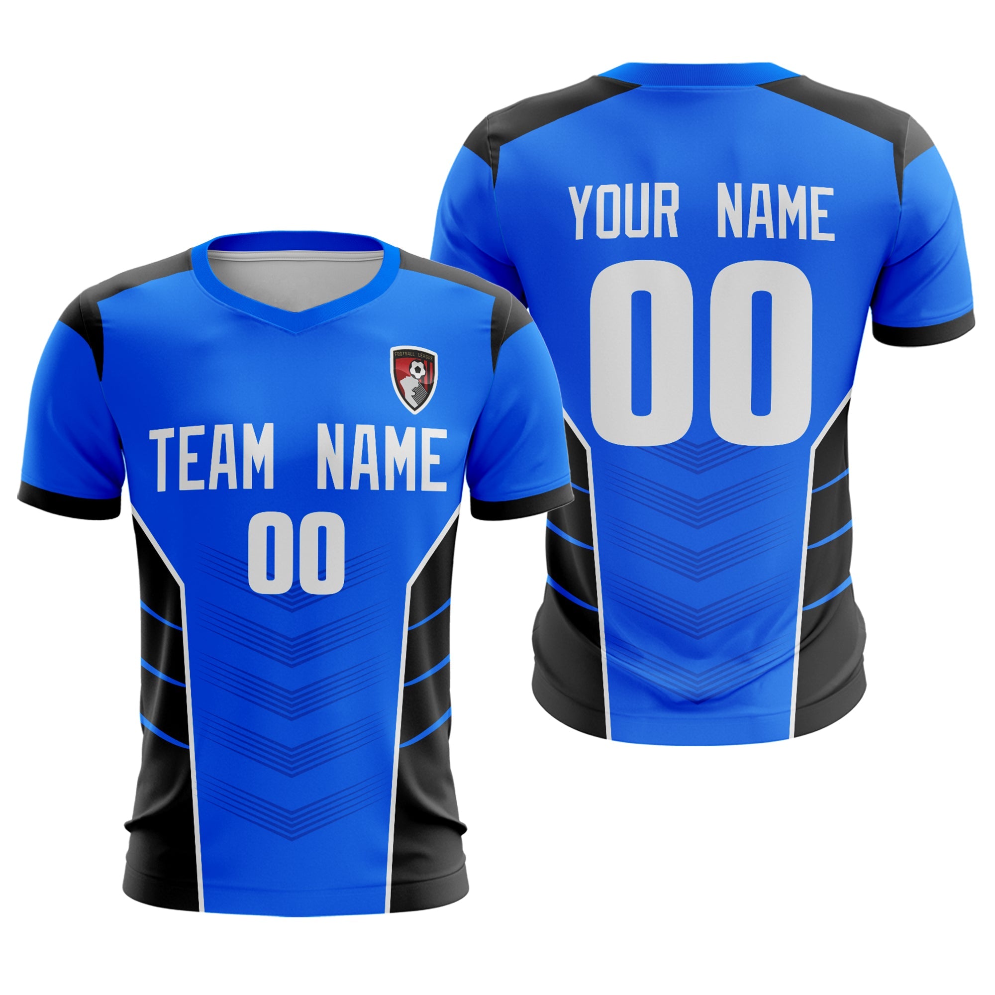 Custom Blue White-Black Sport Football Shirt Jersey