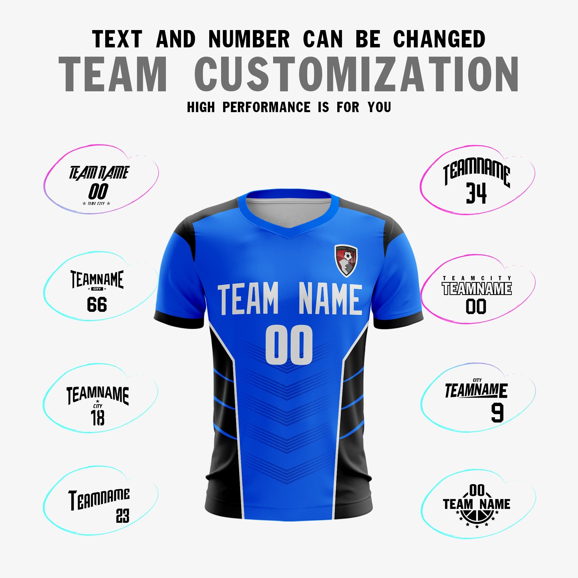 Custom Blue White-Black Sport Football Shirt Jersey