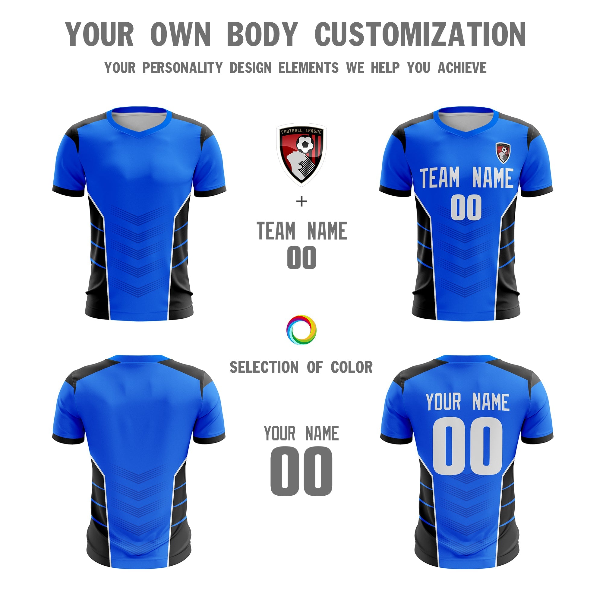 Custom Blue White-Black Sport Football Shirt Jersey