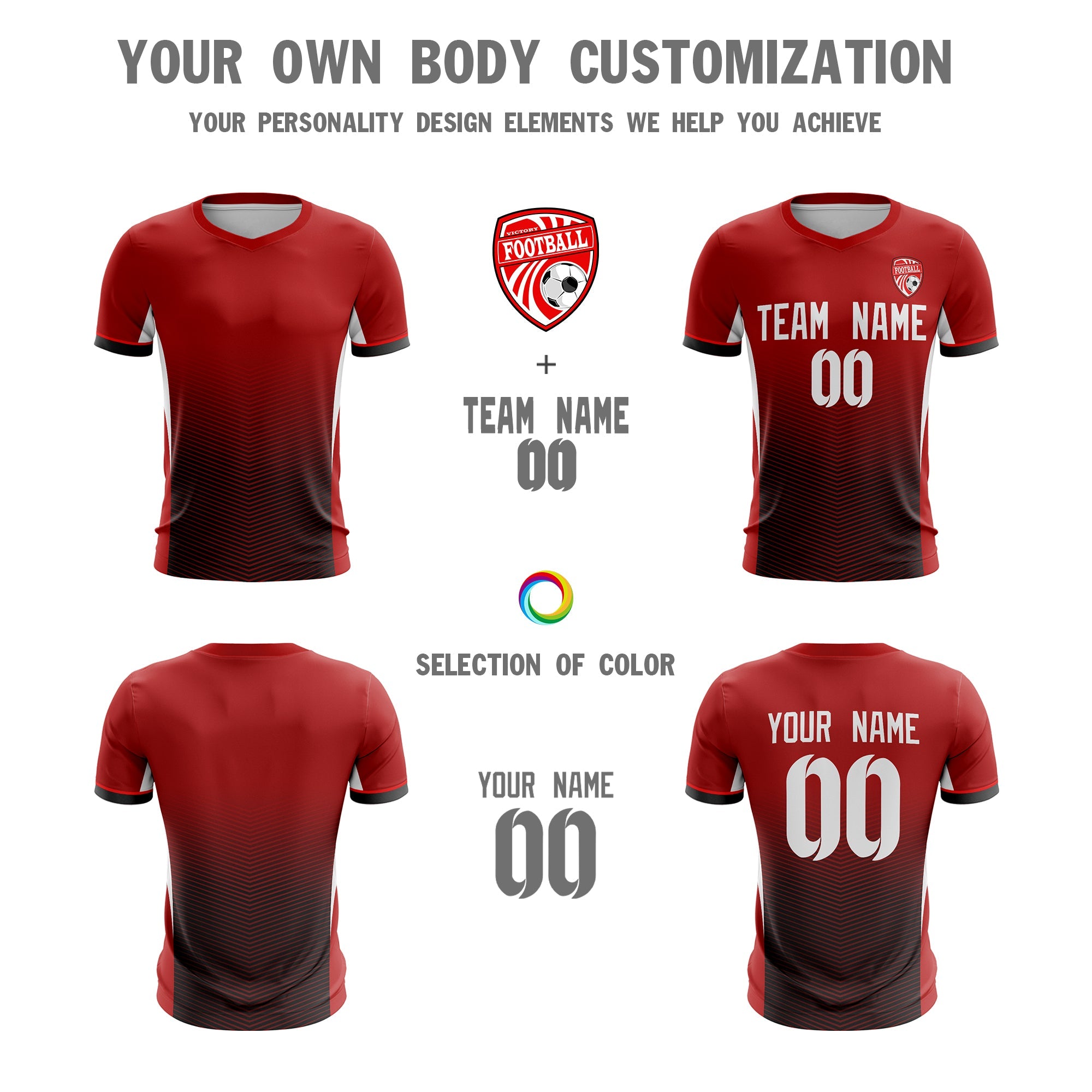 Custom Red White Sport Football Shirt Jersey