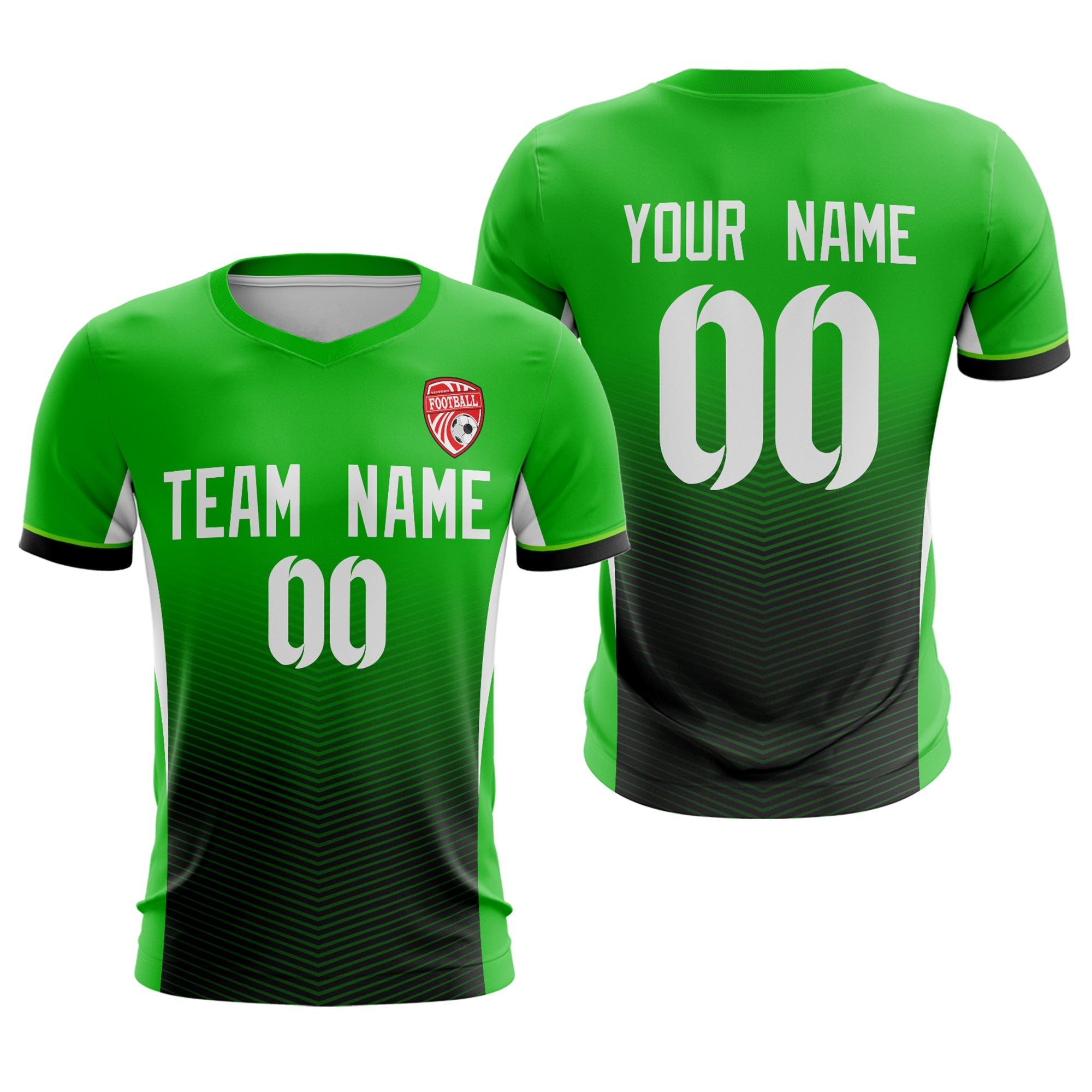 Custom Green Black-White Sport Football Shirt Jersey