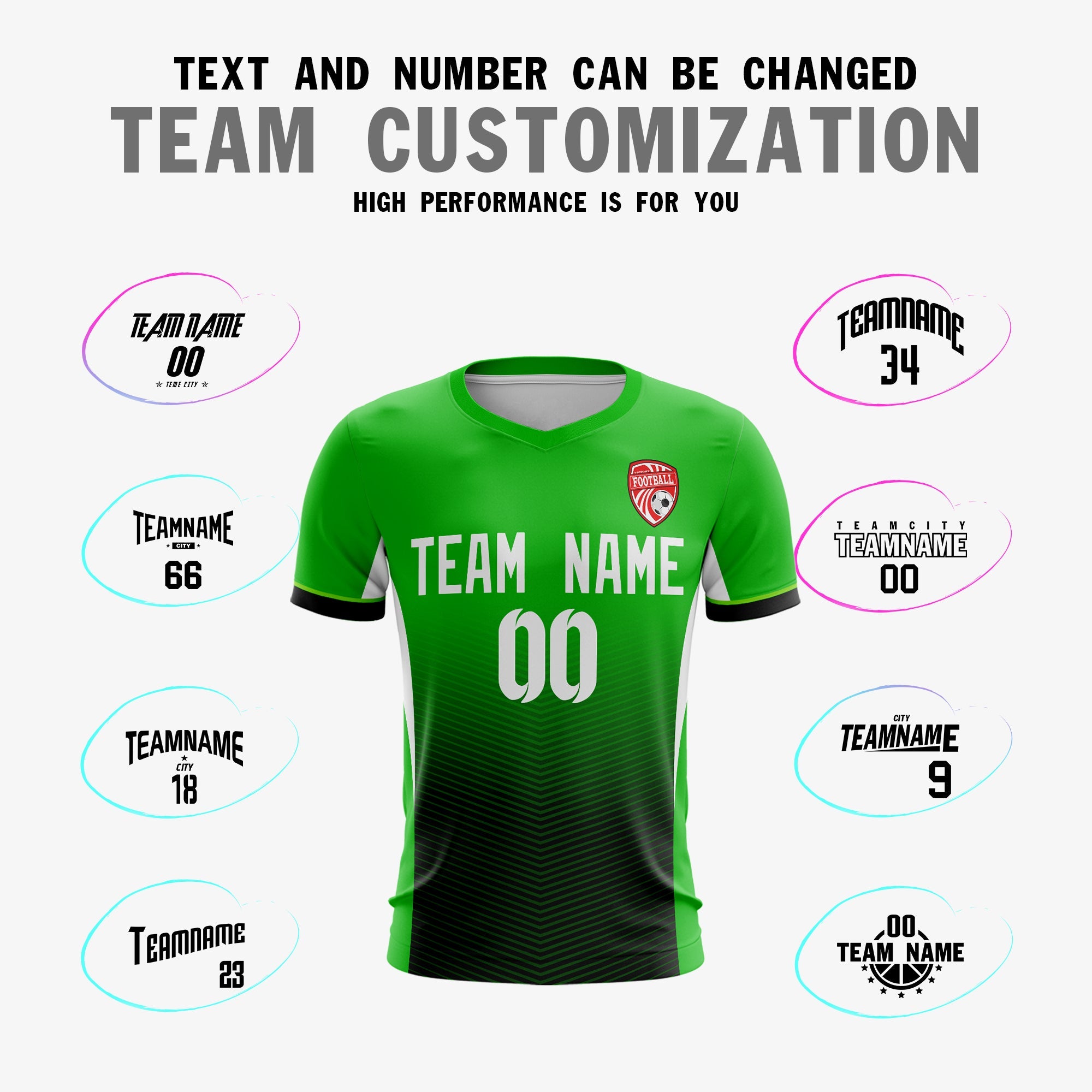 Custom Green Black-White Sport Football Shirt Jersey