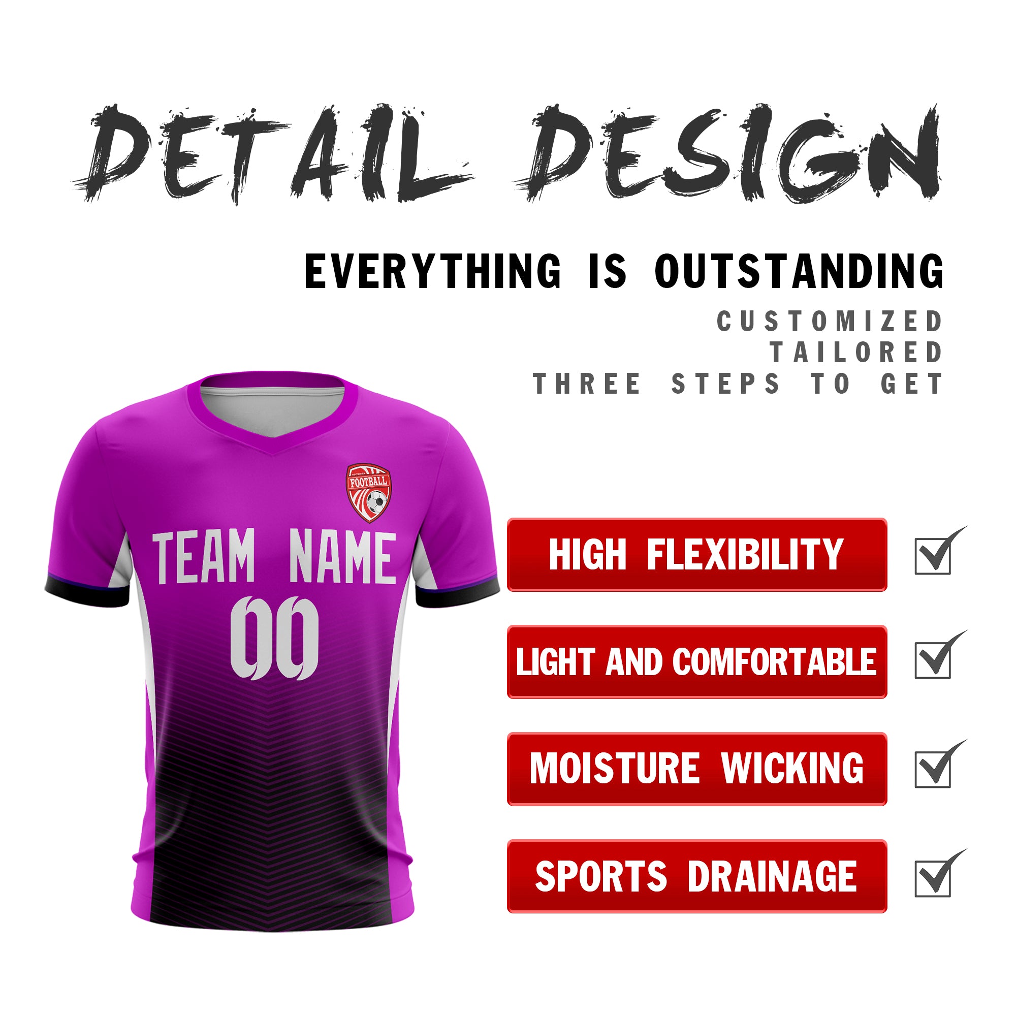 Custom Purple White Sport Football Shirt Jersey