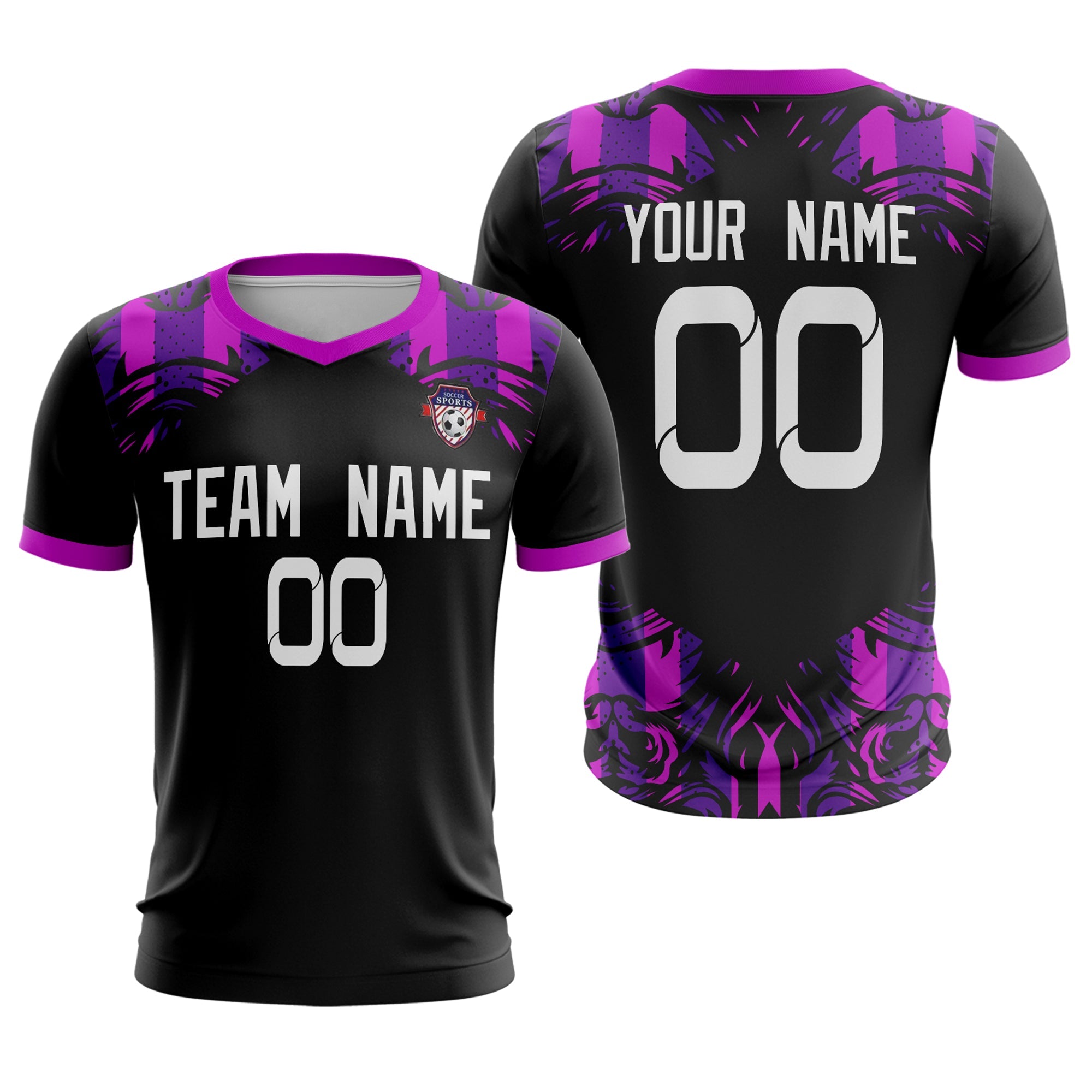 Custom Black Purple White Sport Football Shirt Jersey