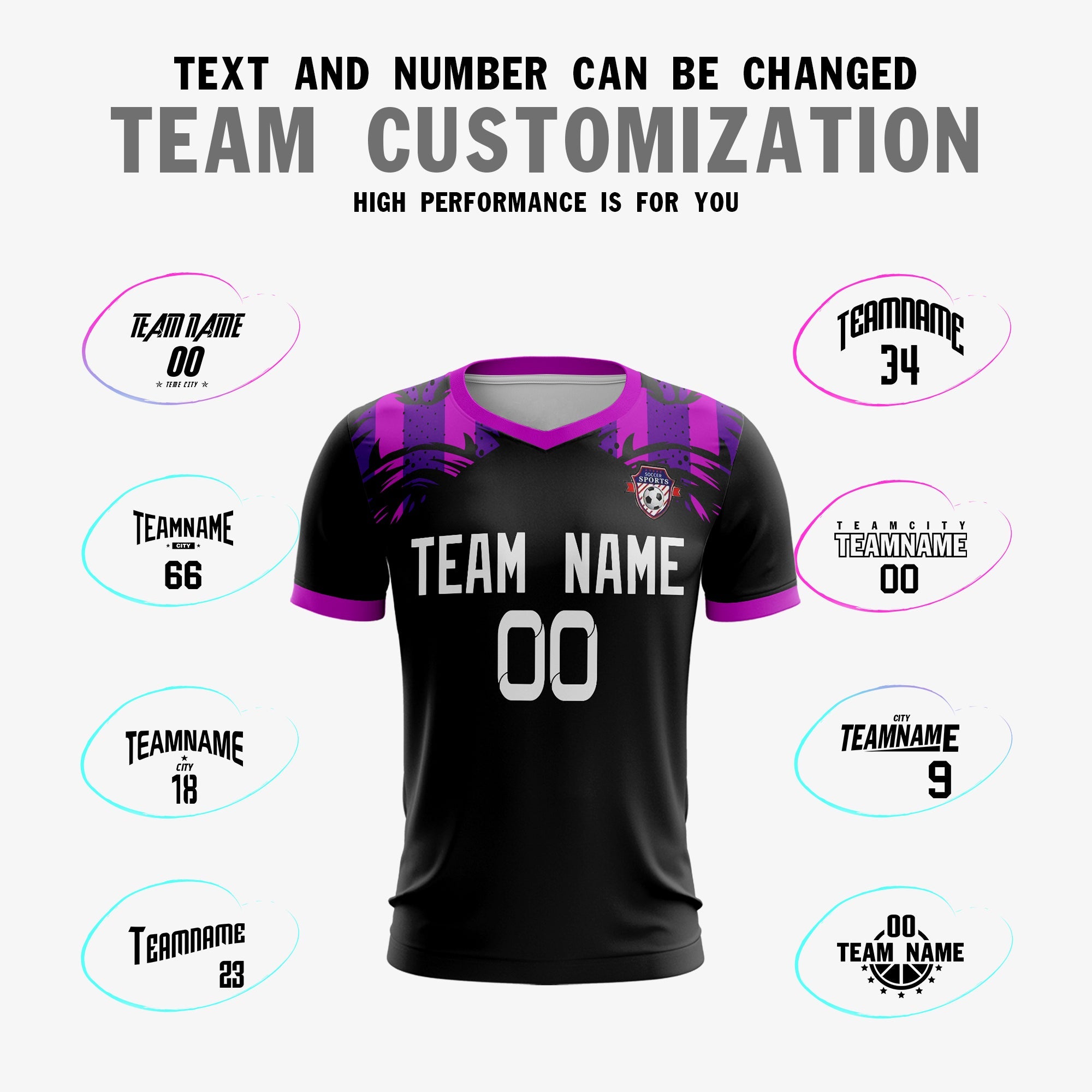 Custom Black Purple White Sport Football Shirt Jersey