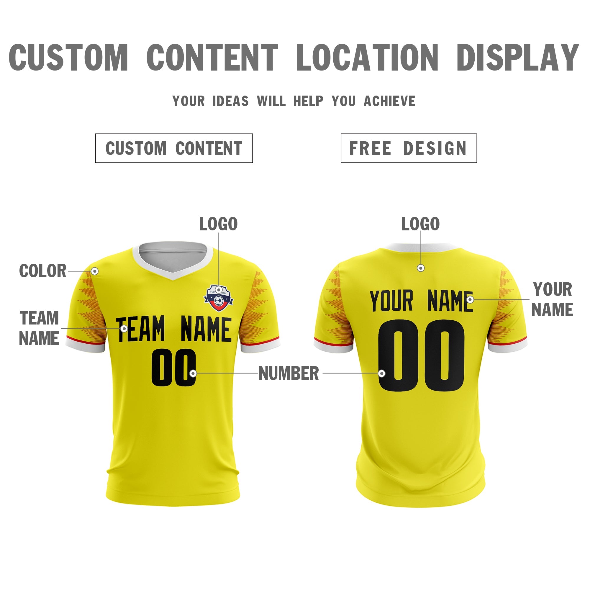Custom Yellow Black Sport Football Shirt Jersey