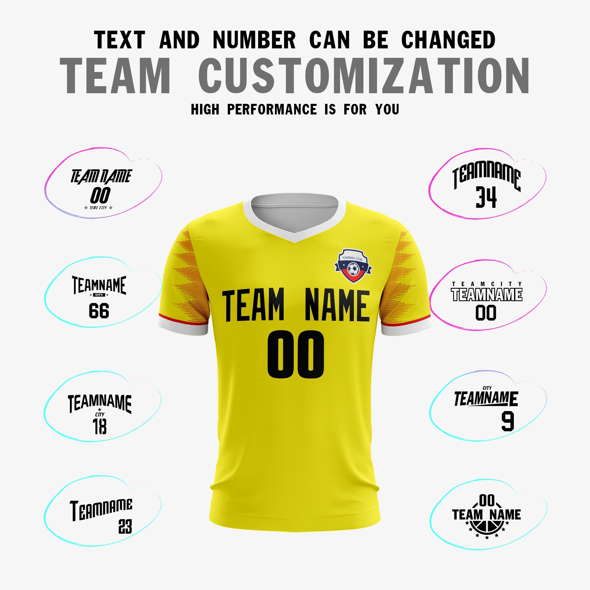 Custom Yellow Black Sport Football Shirt Jersey