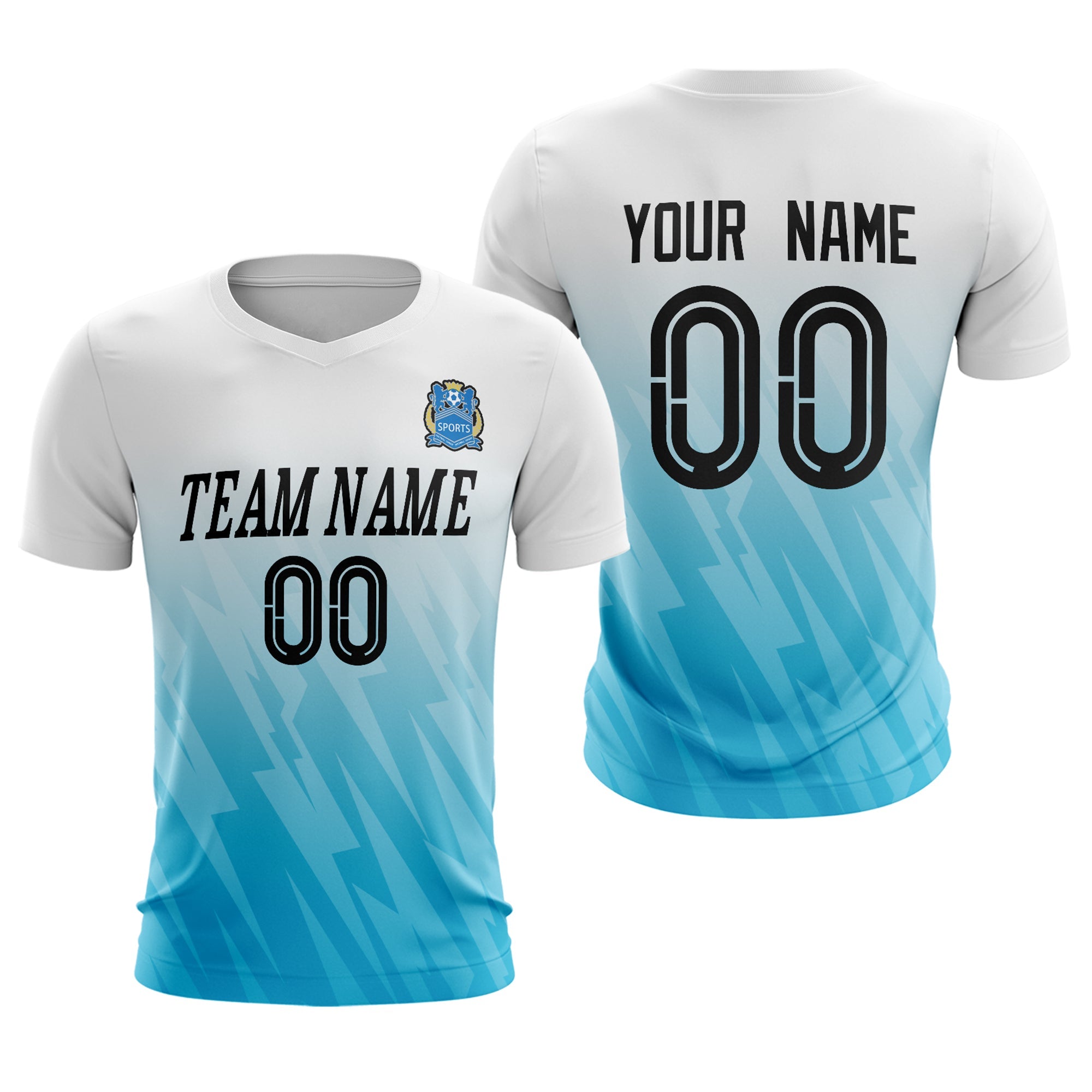 Custom White Blue Sport Football Shirt Jersey