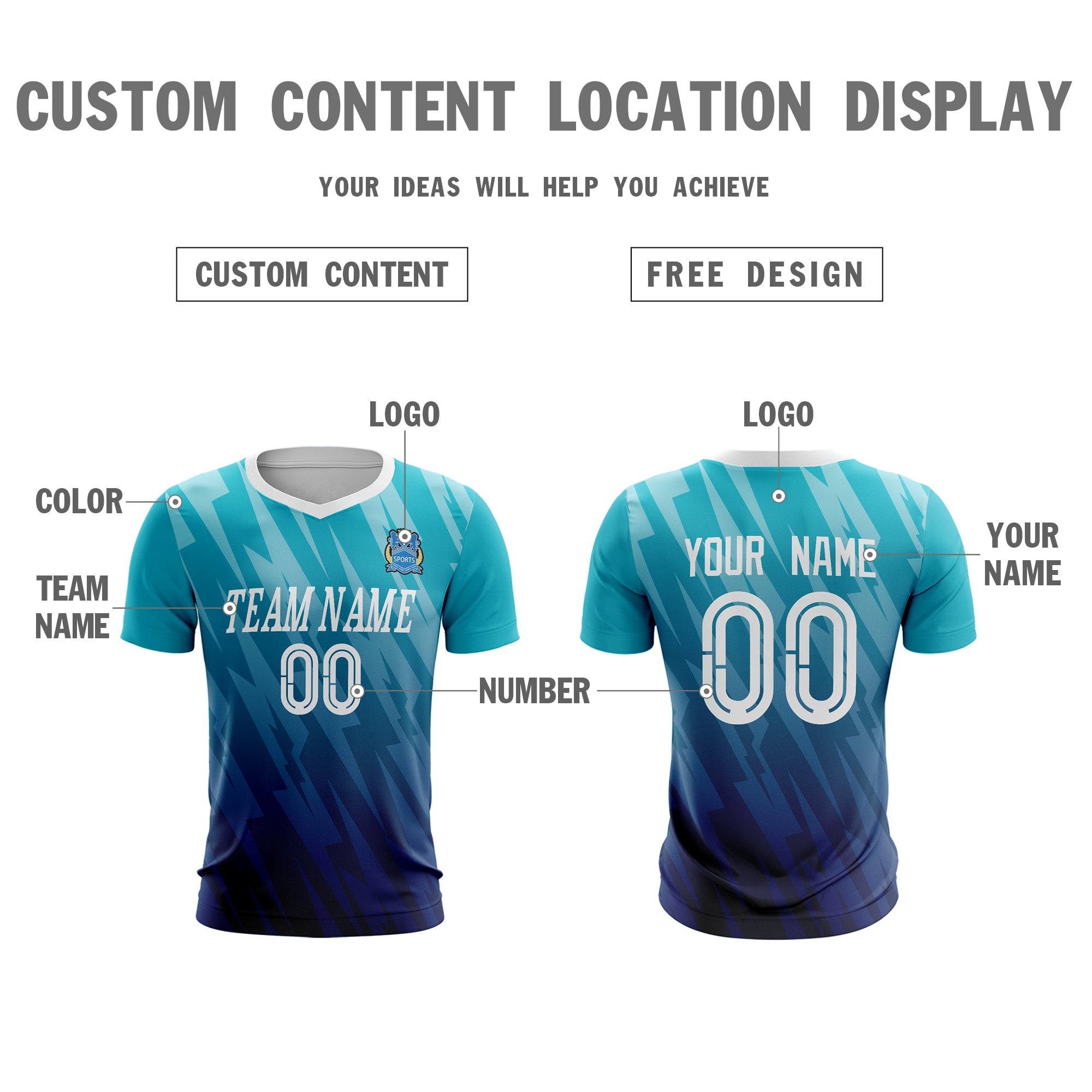 Custom Light Blue Navy Sport Football Shirt Jersey