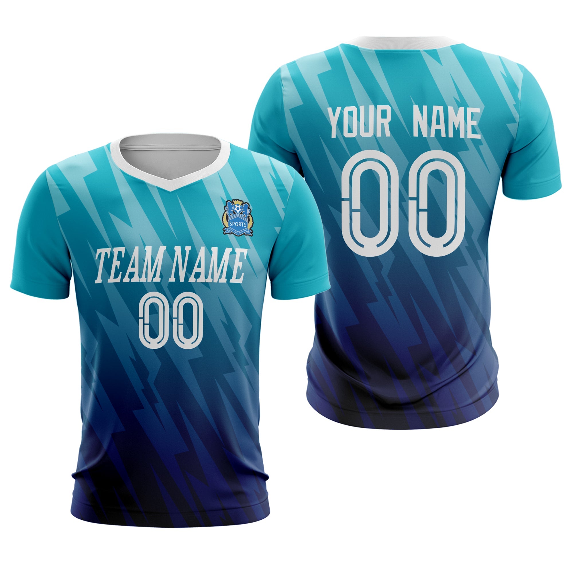 Custom Light Blue Navy Sport Football Shirt Jersey