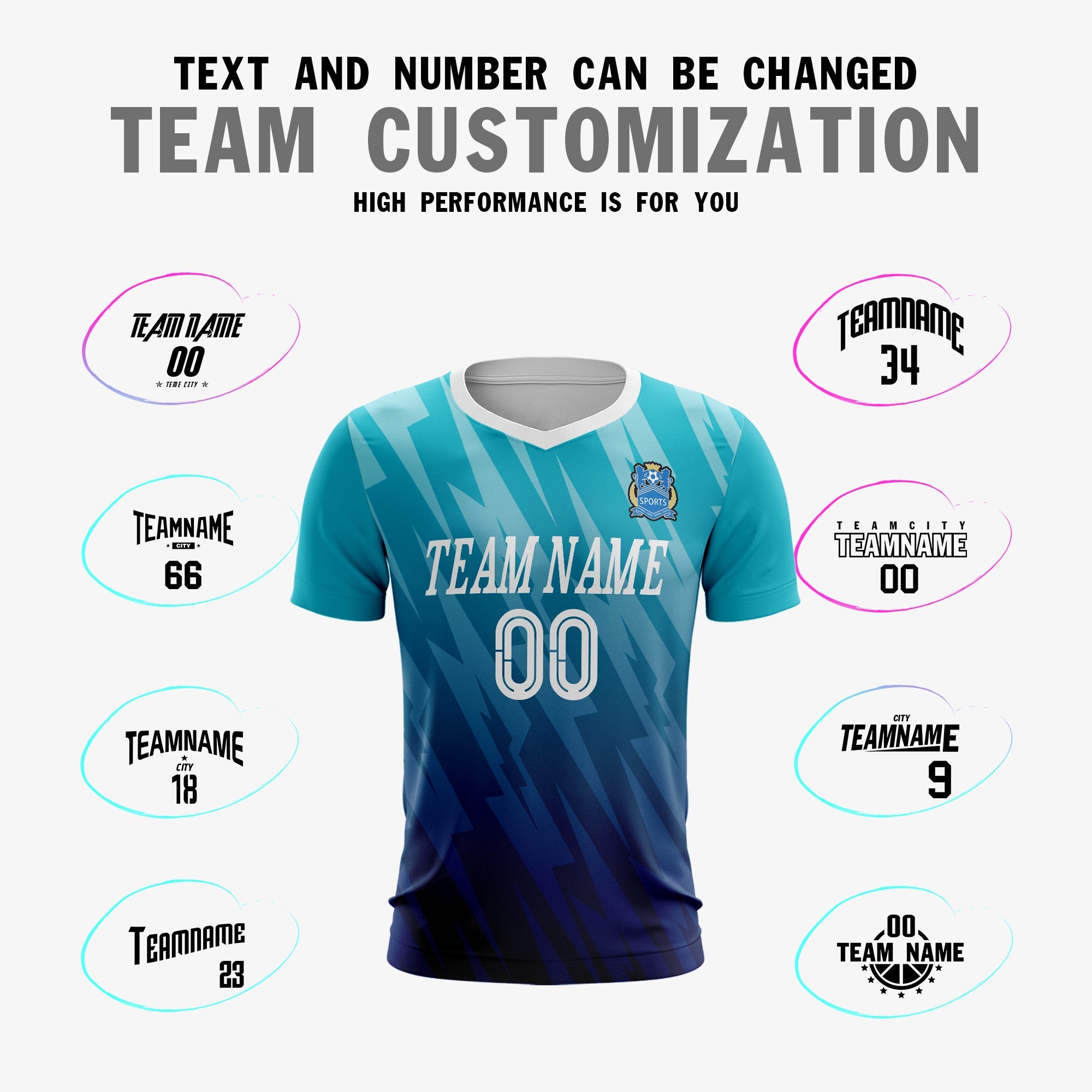 Custom Light Blue Navy Sport Football Shirt Jersey