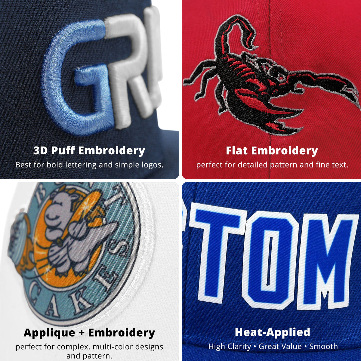 Custom Orange 3D Puff Embroidery Flat Embroidery Casual Sport Baseball Cap