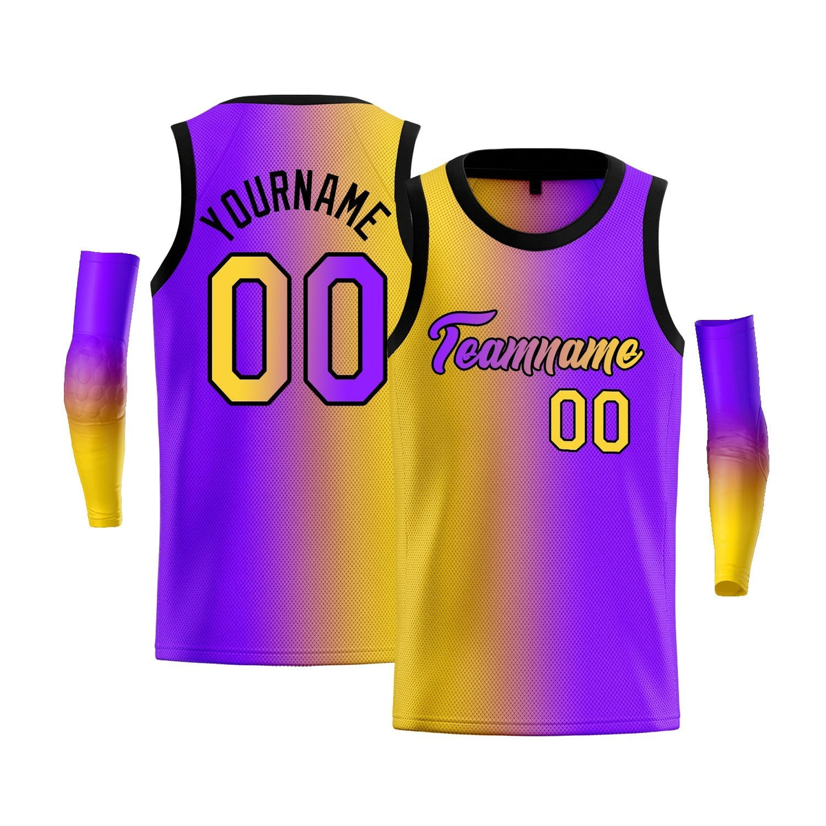 Custom Yellow Purple-Black Gradient Fashion Tops Basketball Jersey |KXKSHOP