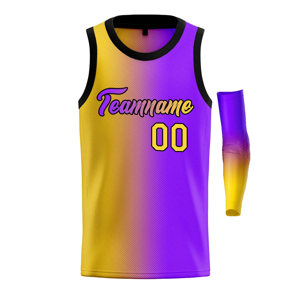 Custom Yellow Purple-Black Gradient Fashion Tops Basketball Jersey |KXKSHOP