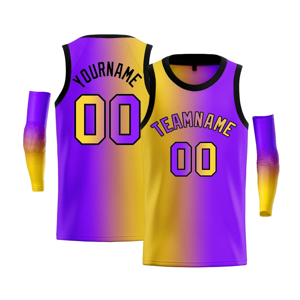 Custom Yellow Purple-Black Gradient Fashion Tops Basketball Jersey |KXKSHOP