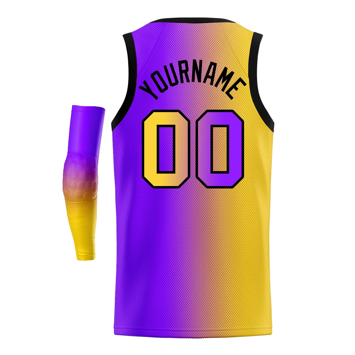 Custom Yellow Purple-Black Gradient Fashion Tops Basketball Jersey |KXKSHOP