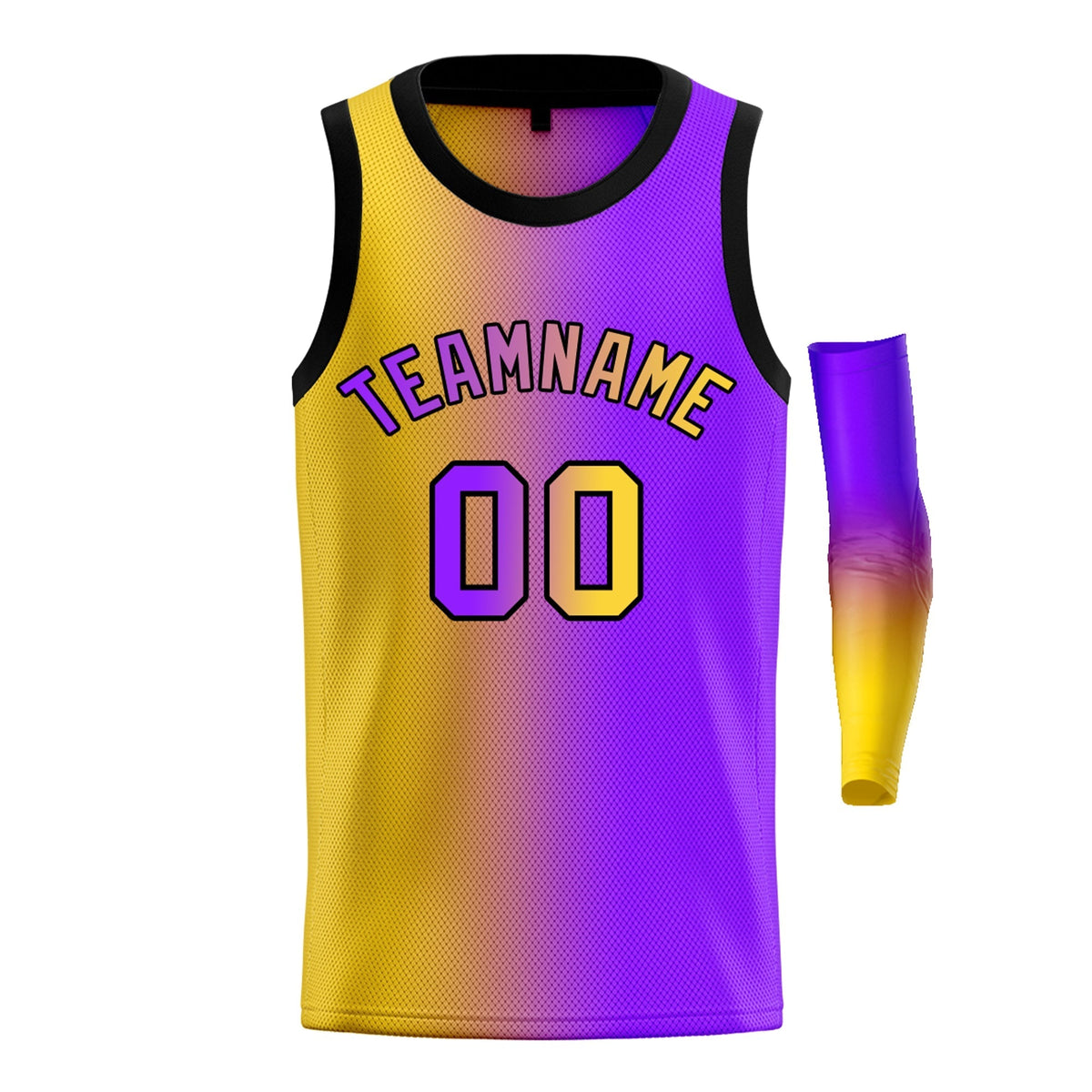 Custom Yellow Purple-Black Gradient Fashion Tops Basketball Jersey |KXKSHOP