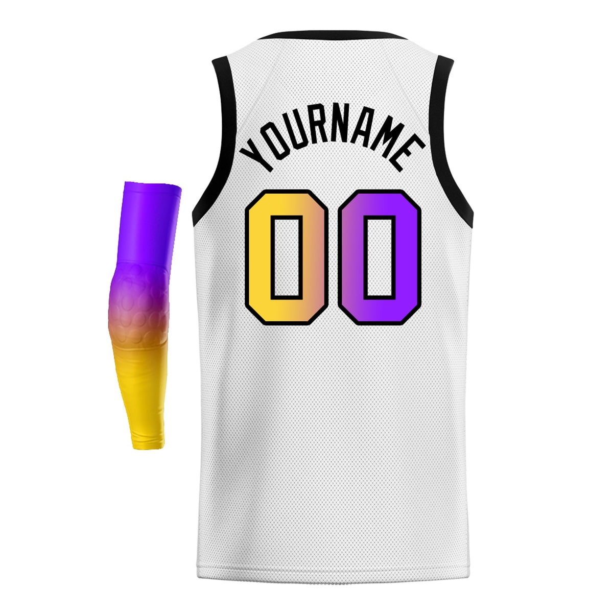 Custom Yellow Purple-Black Gradient Fashion Tops Basketball Jersey |KXKSHOP