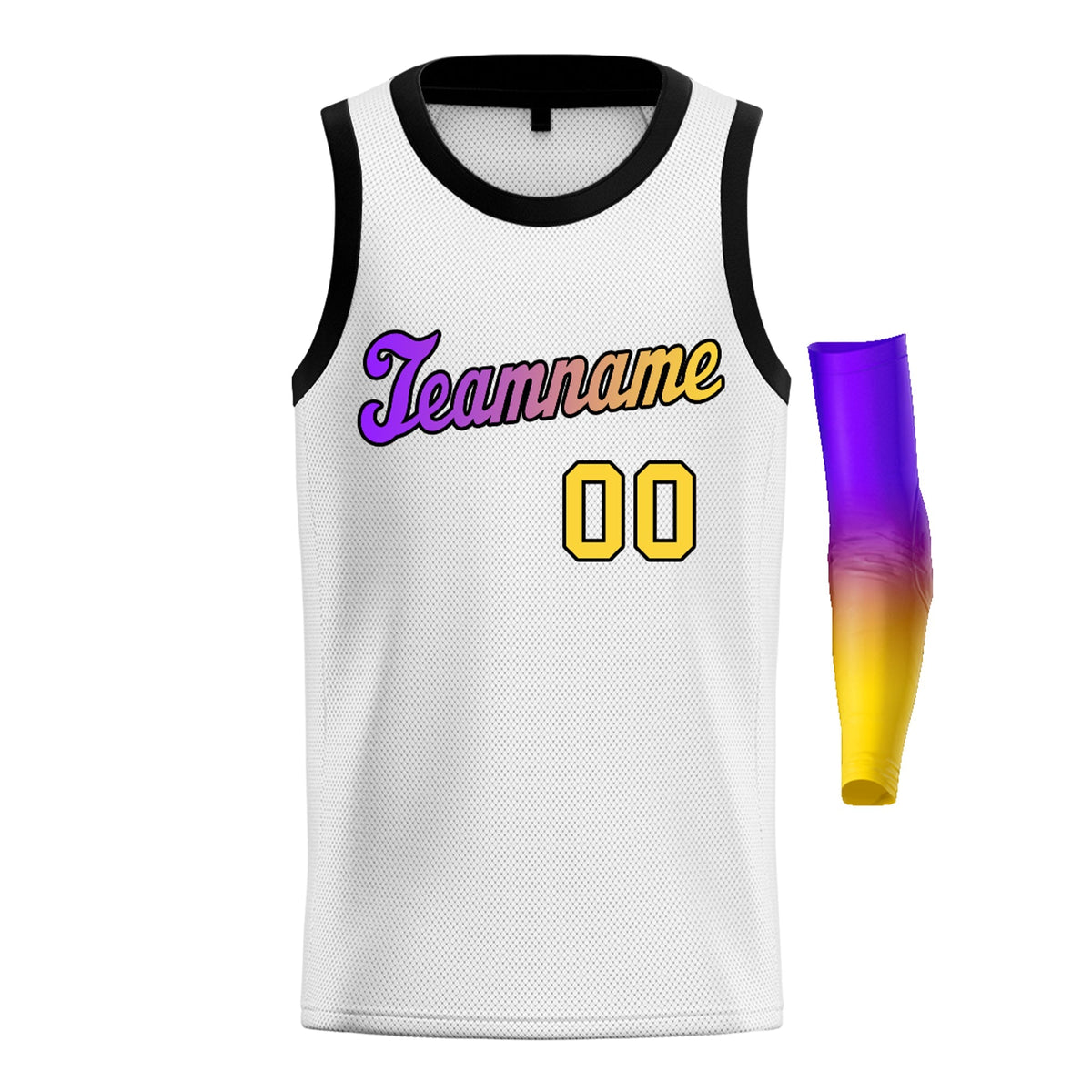 Custom Yellow Purple-Black Gradient Fashion Tops Basketball Jersey |KXKSHOP