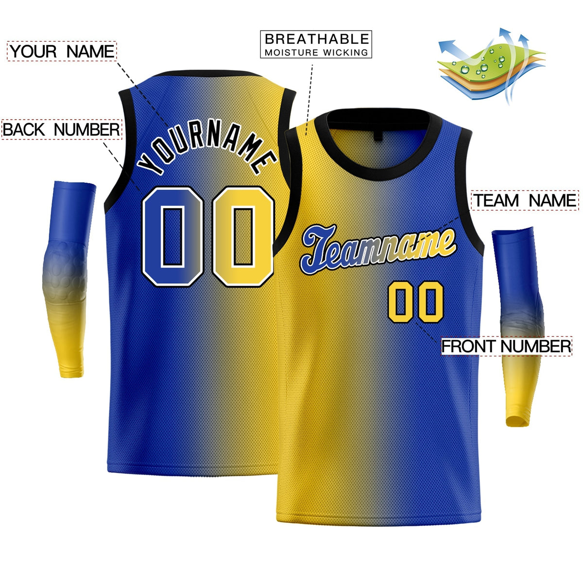 Custom Yellow Purple-Black Gradient Fashion Tops Basketball Jersey |KXKSHOP