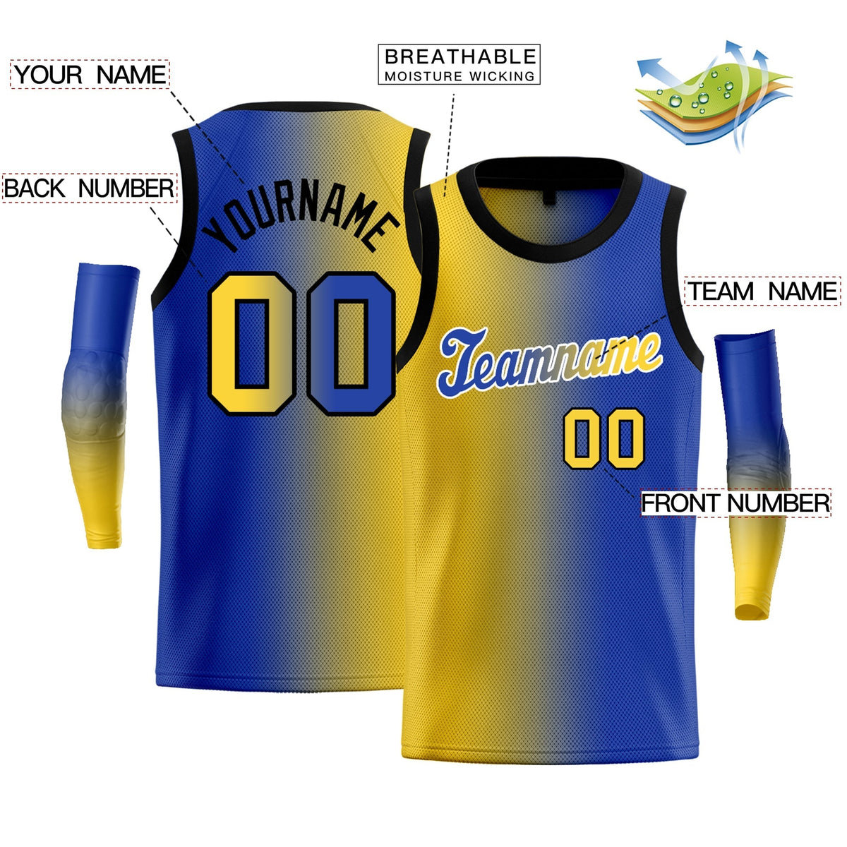 Custom Yellow Purple-Black Gradient Fashion Tops Basketball Jersey |KXKSHOP