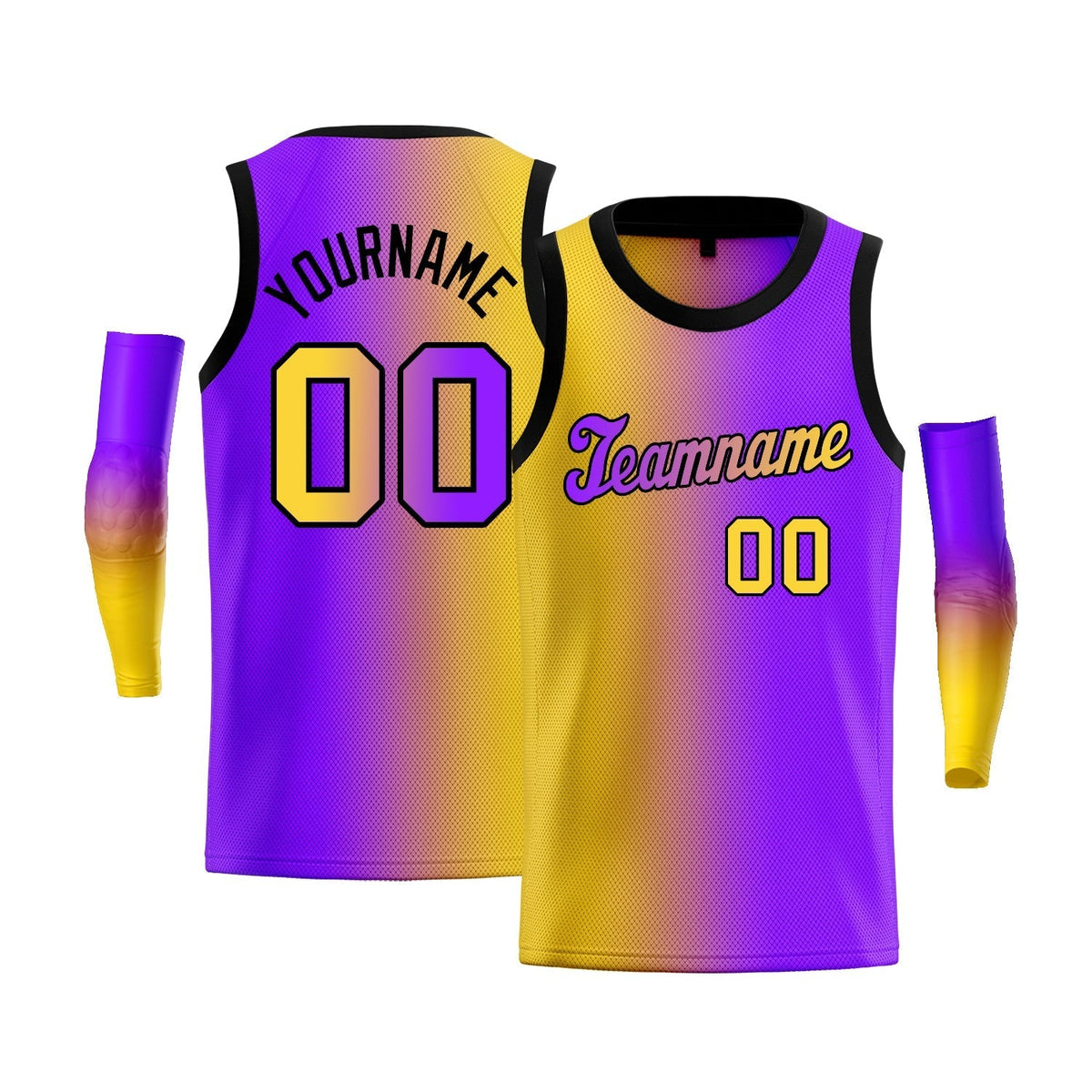 Custom Yellow Purple-Black Gradient Fashion Tops Basketball Jersey |KXKSHOP