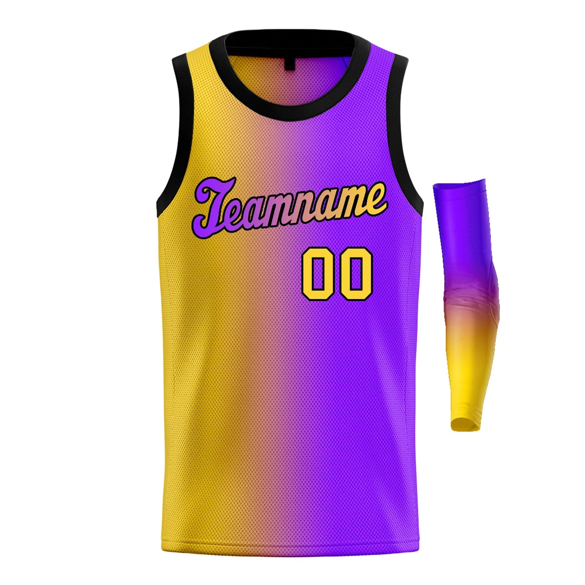 Custom Yellow Purple-Black Gradient Fashion Tops Basketball Jersey |KXKSHOP