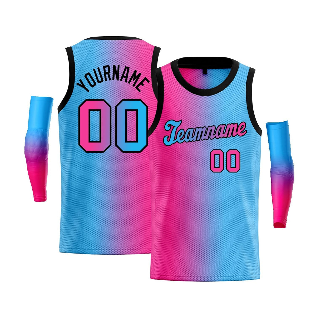 Custom Pink Blue-Black Gradient Fashion Tops Basketball Jersey |KXKSHOP