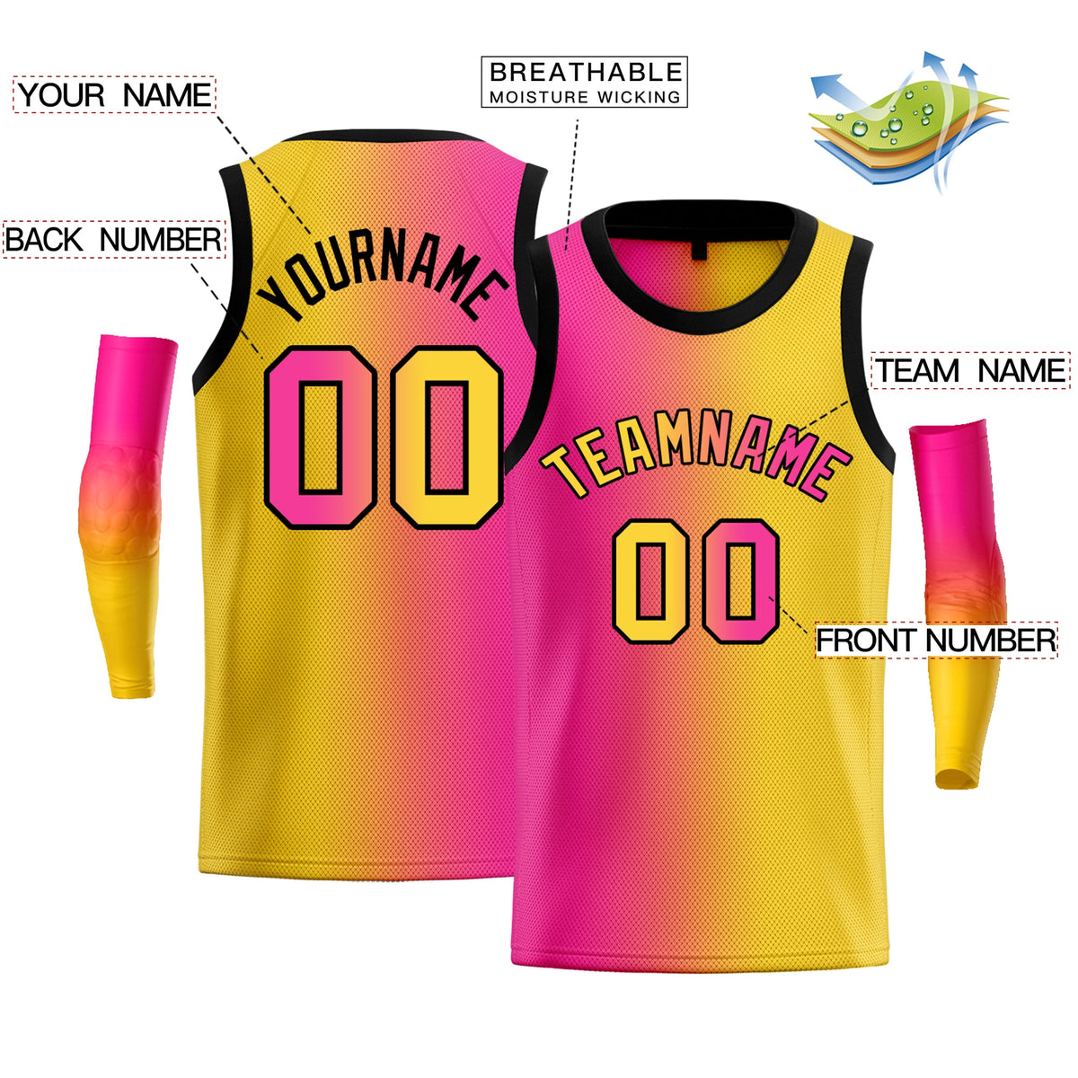 Custom Yellow Purple-Black Gradient Fashion Tops Basketball Jersey |KXKSHOP