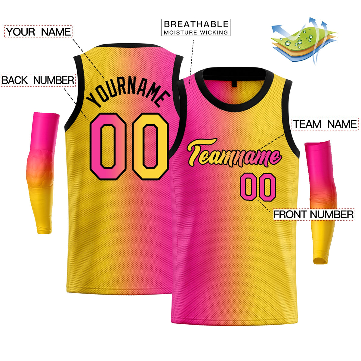 Custom Yellow Purple-Black Gradient Fashion Tops Basketball Jersey |KXKSHOP