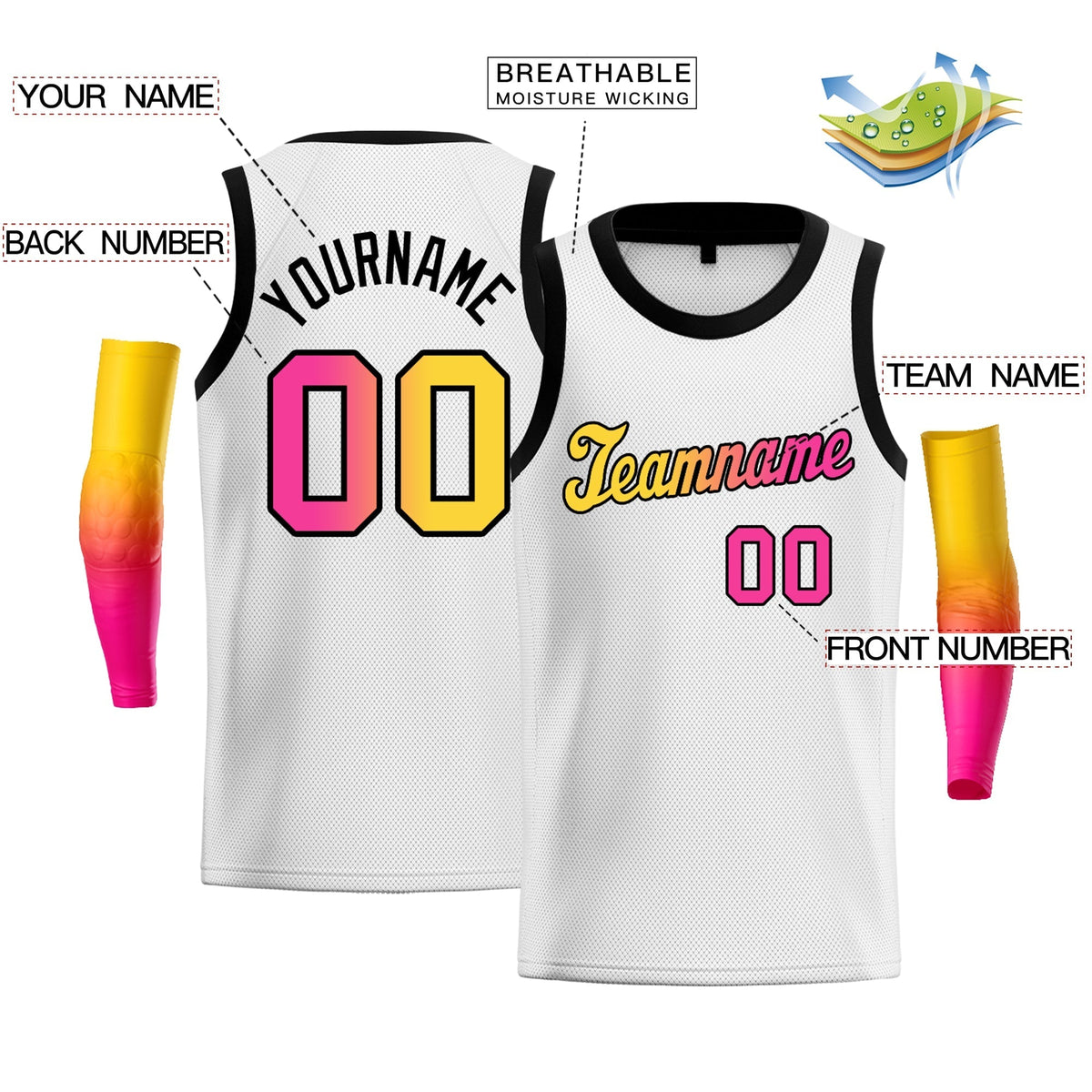 Custom Yellow Purple-Black Gradient Fashion Tops Basketball Jersey |KXKSHOP