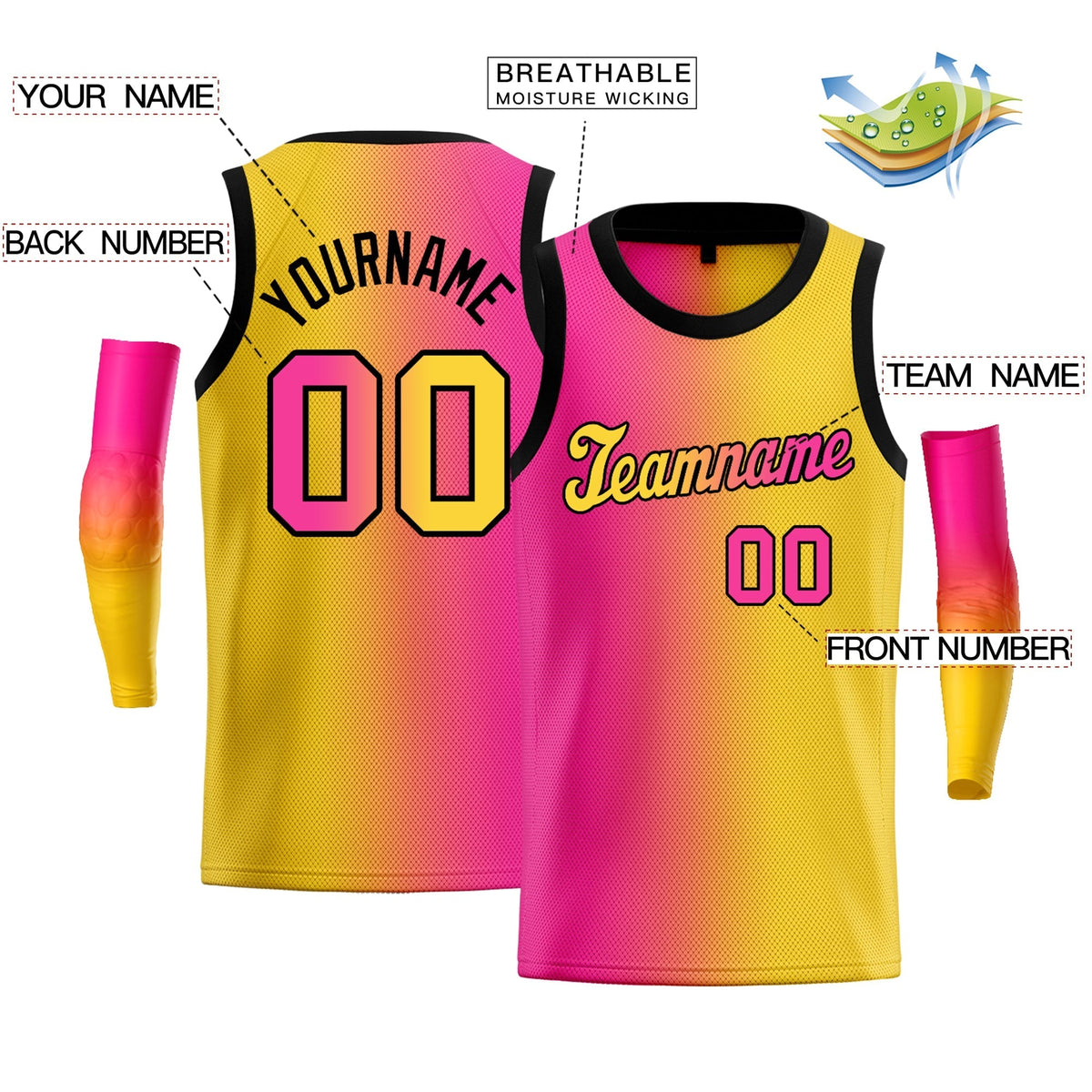 Custom Yellow Purple-Black Gradient Fashion Tops Basketball Jersey |KXKSHOP