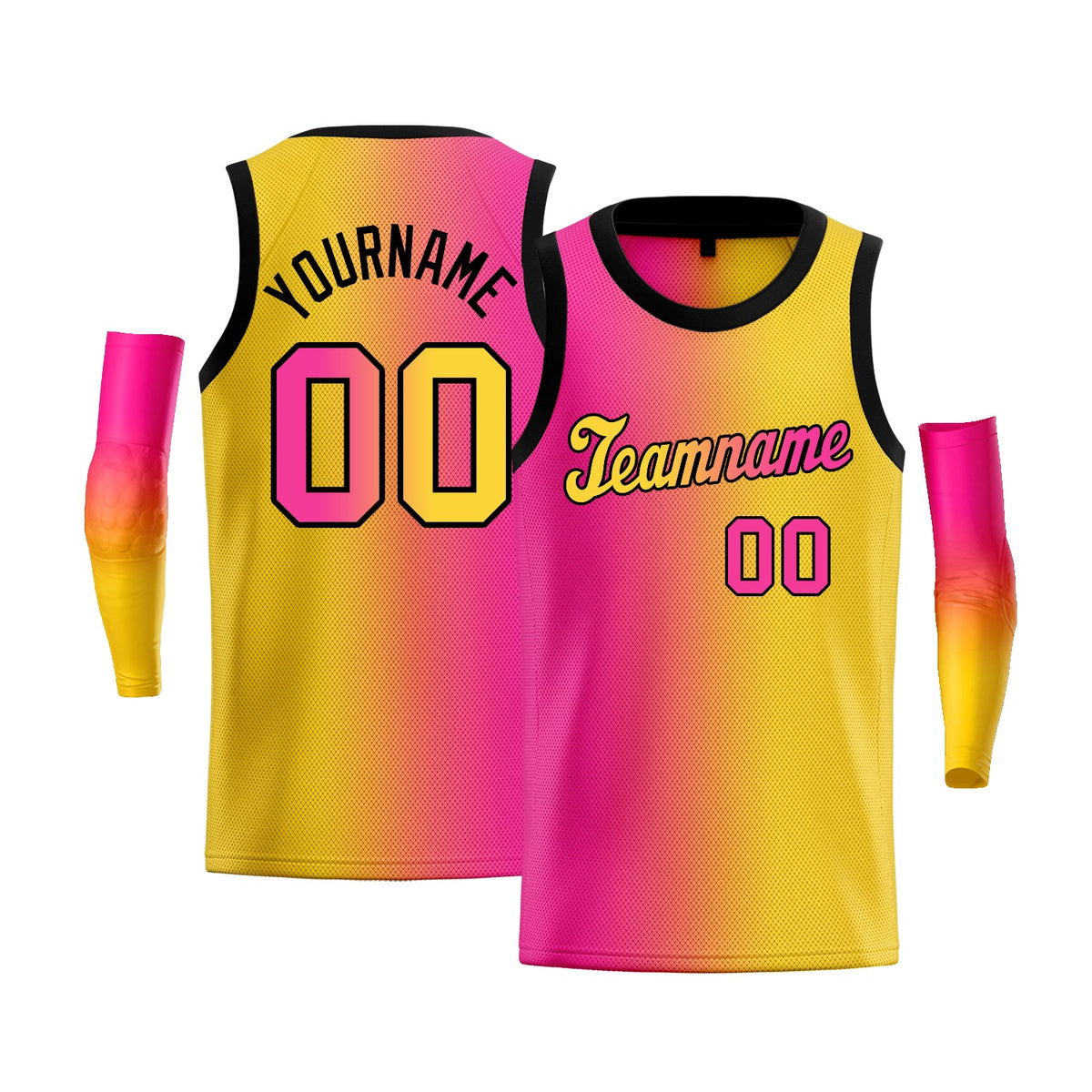 Custom Yellow Pink-Black Gradient Fashion Tops Basketball Jersey |KXKSHOP