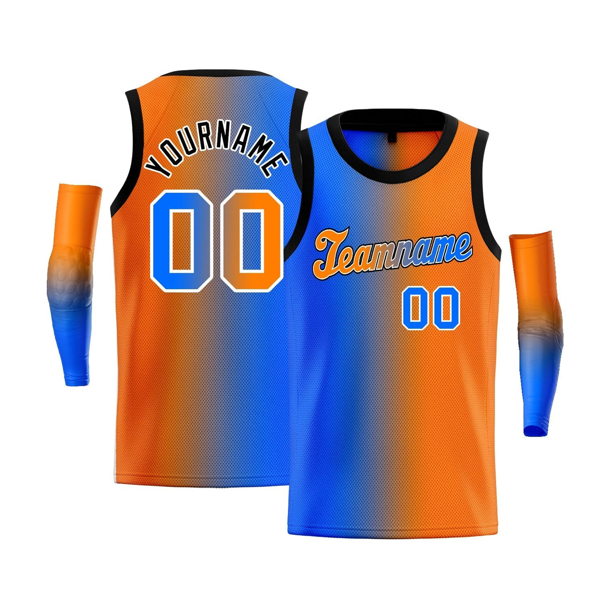 Custom Blue Orange-White Gradient Fashion Tops Basketball Jersey |KXKSHOP