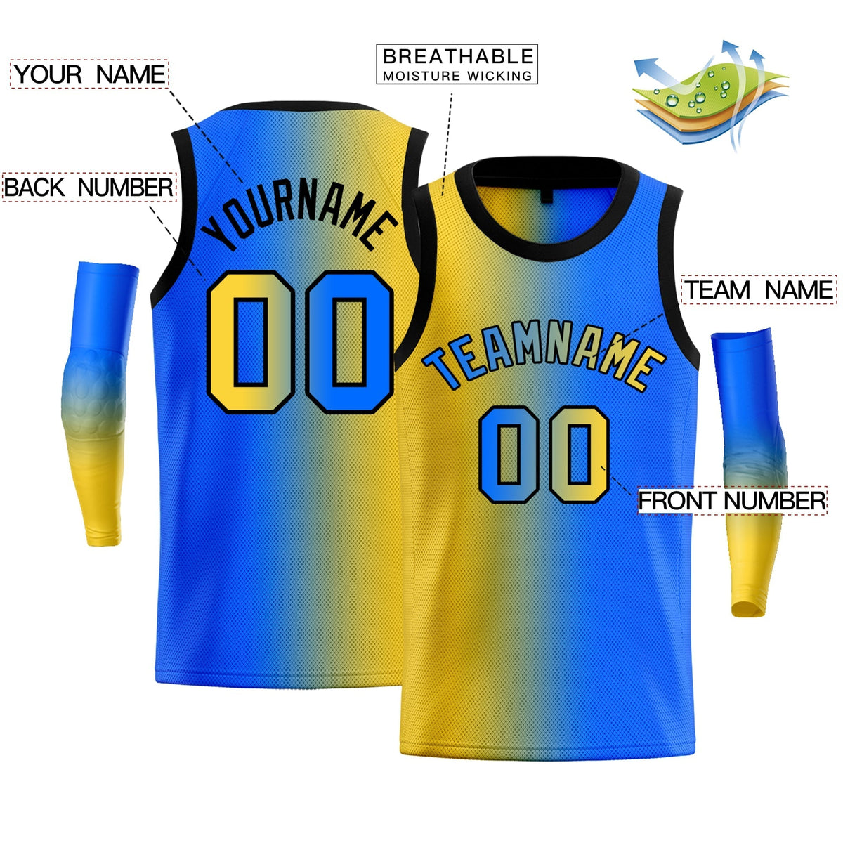 Custom Yellow Purple-Black Gradient Fashion Tops Basketball Jersey |KXKSHOP